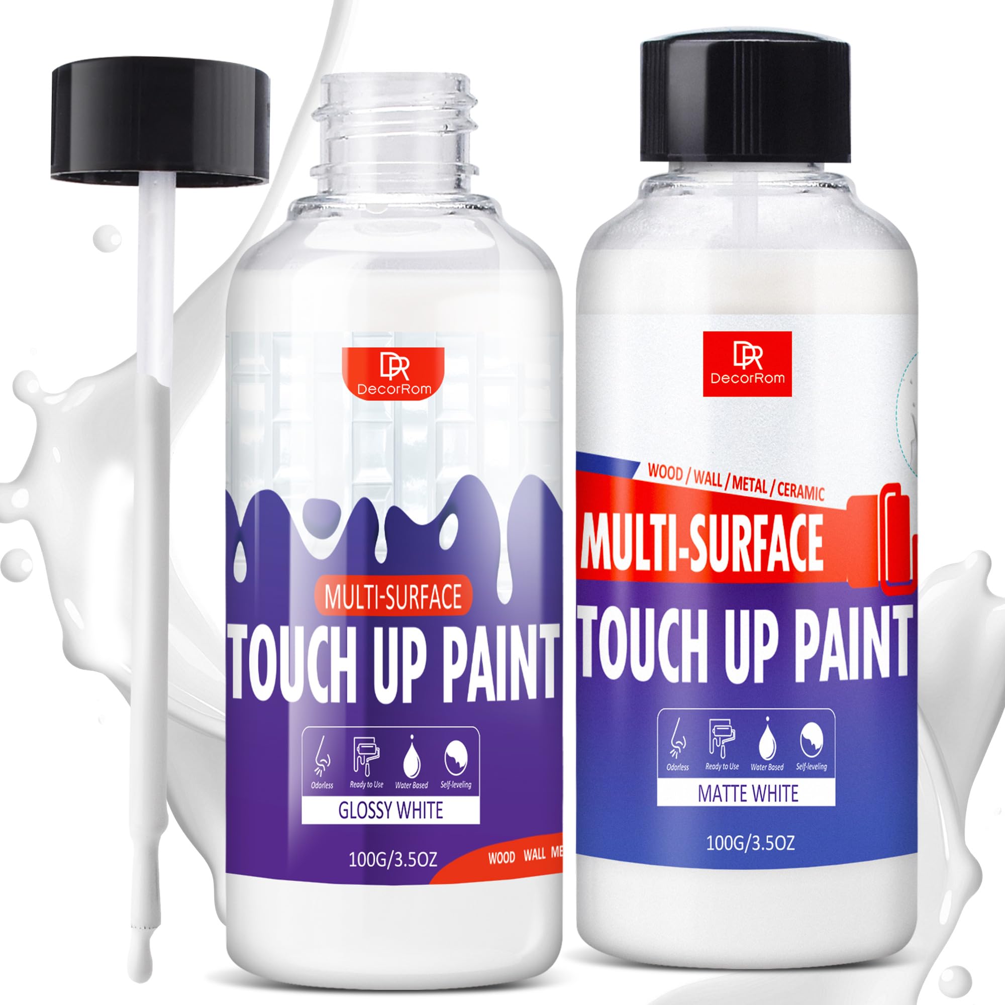 Pintura de Retoque Blanco 200ml - Multisuperficie para Baño, Pared, Techo, Madera, Armarios y Portes, con Fórmula Fácil de Limpiar, Ideal para Rebanar Agujeros y Reparar Rayones en Superficies Blancas
