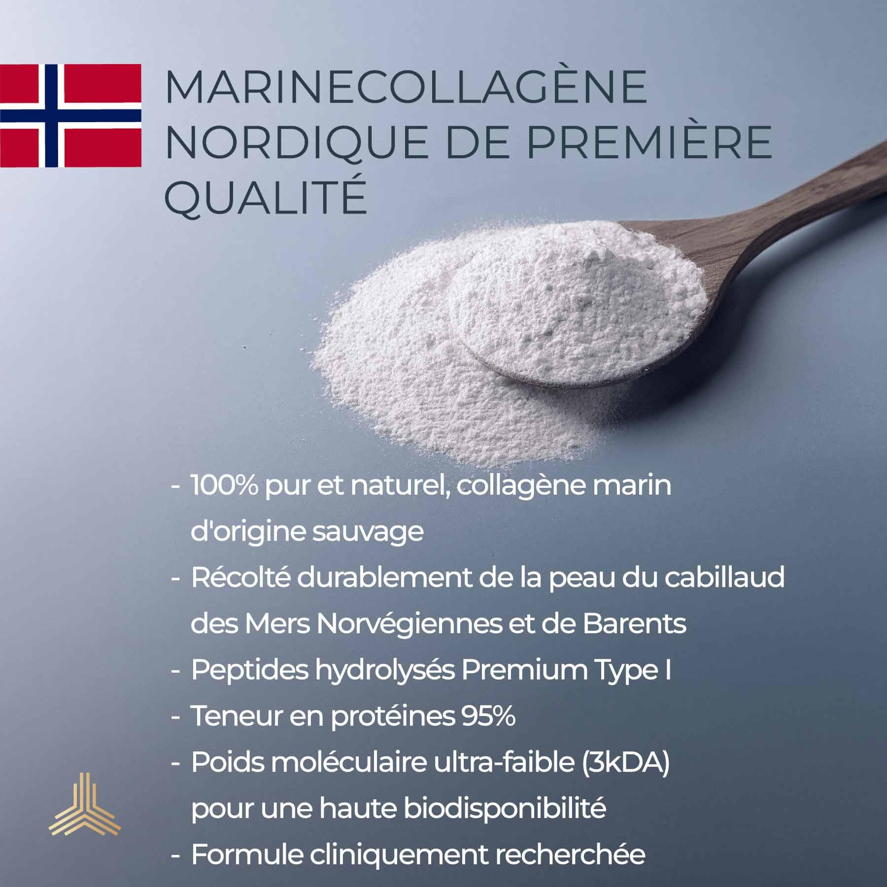 Nutriments Nordiques Collagène Marin Sauvage | Type I | 95% de Protéines | Pour les Articulations, les Muscles et les Os | Peau, Cheveux et Ongles | Cliniquement Testé | 300 g (2 Mois)