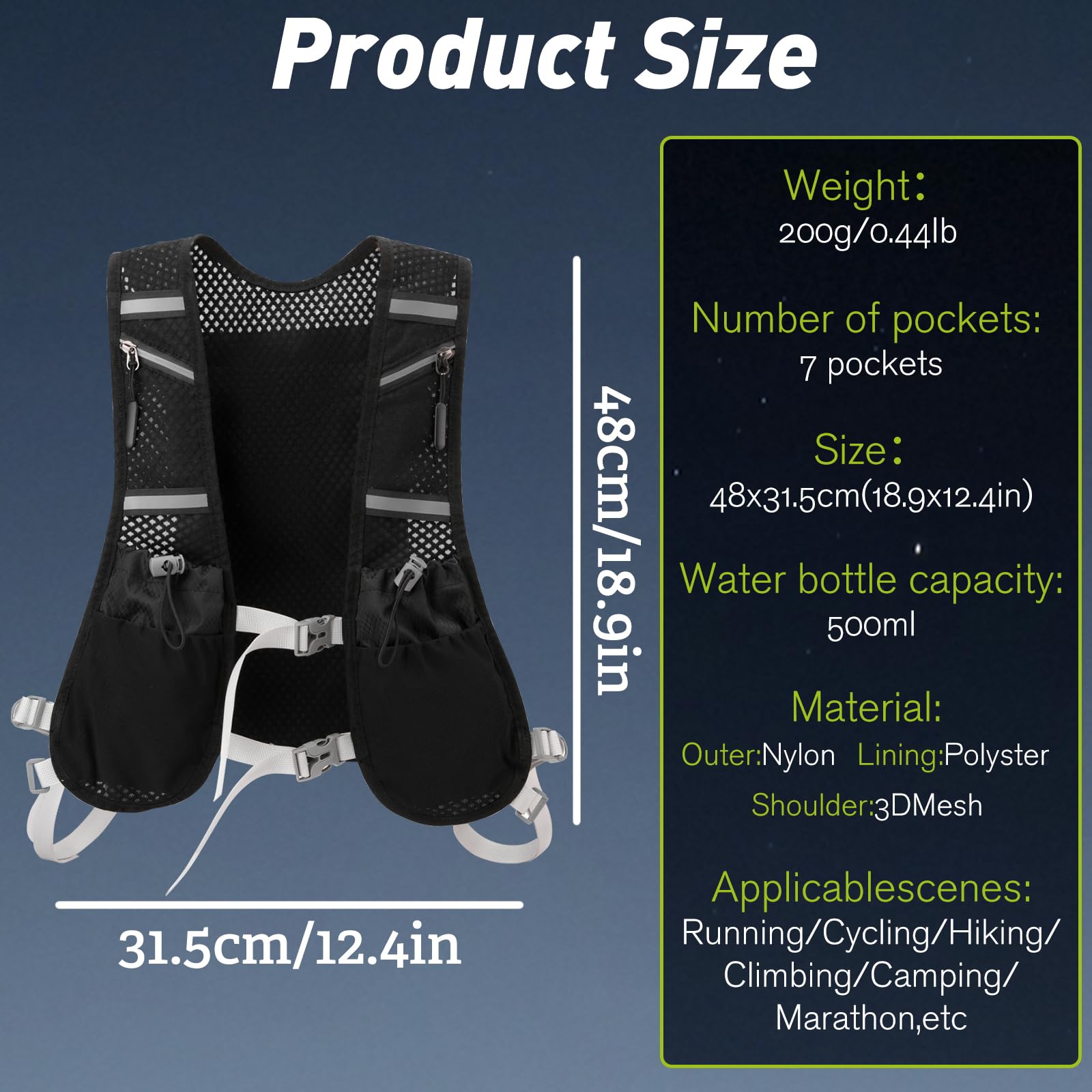 Laufweste Damen/Herren - Atmungsaktiv Mit 500ml Trinkflasche Und Reflektoren