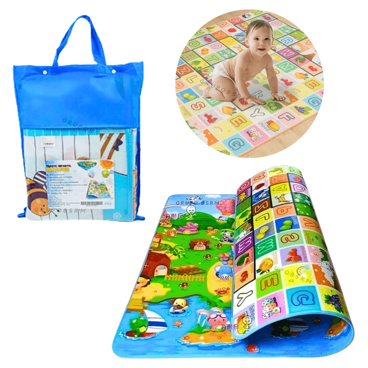 Tapete Infantil Dupla Face Atividades Bebe Tatame Educativo