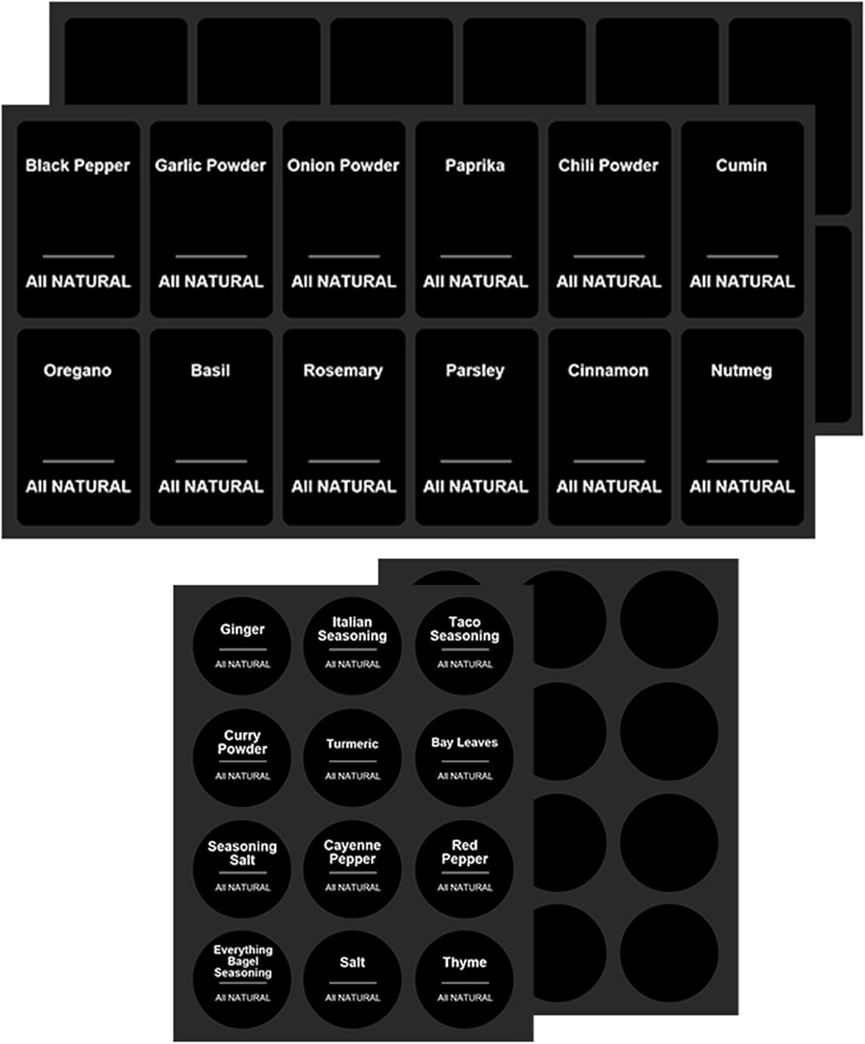 Preprinted Labels - Black Waterproof Stickers for Kitchen Dinning Spice Jars, Seasoning Labels for Kitchen Pantry Organization- 96 Pcs (Jars NOT Included) image 3