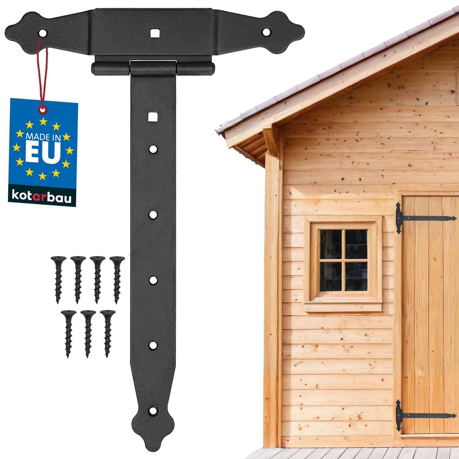 KOTARBAU® Cross Hinge 300 mm Shutter Hinge Tape Plate Building Fitting Gate Fitting Wood Connection Throw Hinge T-Hinge T-Band Powder Coated