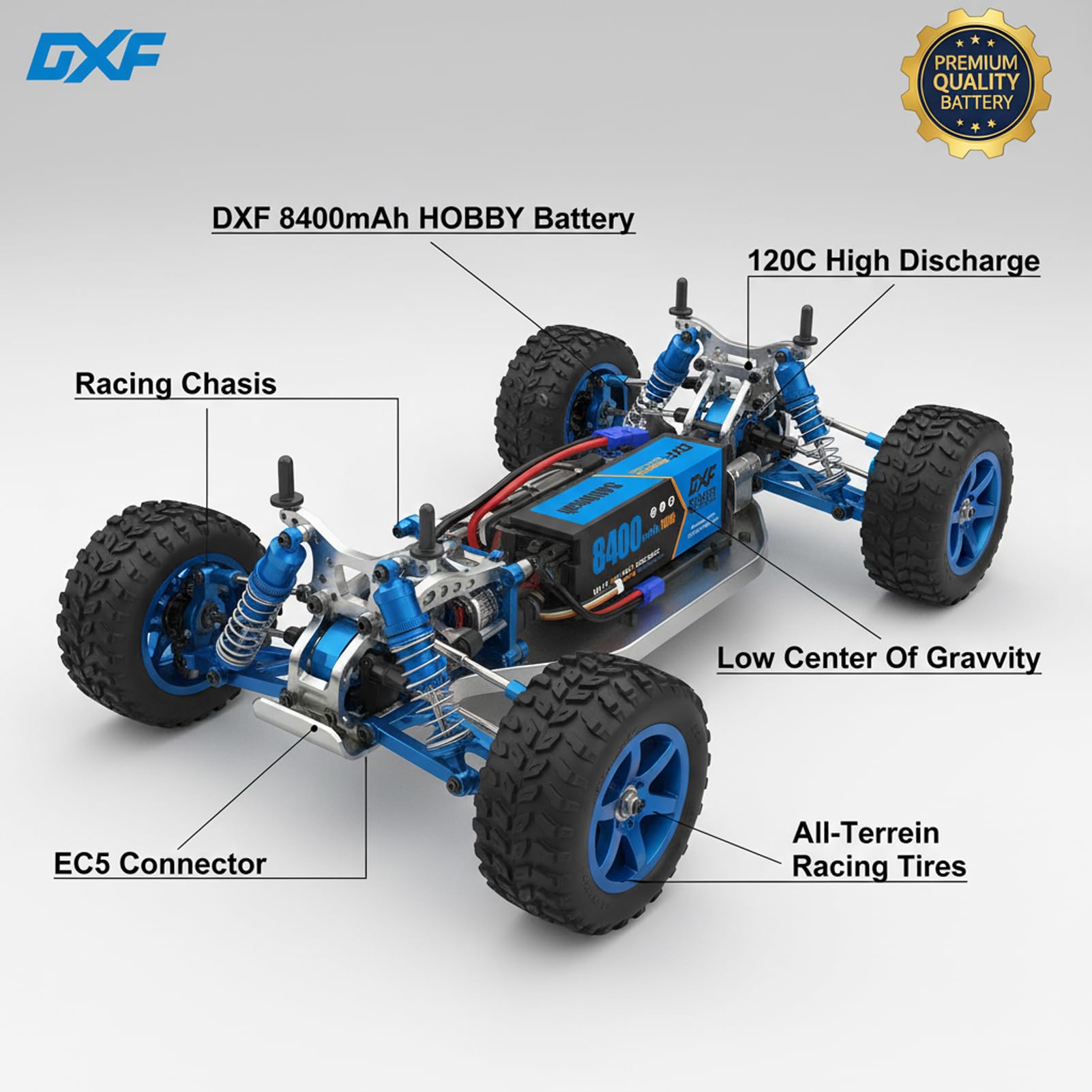 DXF 3S 11,1 V 8400 mAh 120C bateria LiPo twarda obudowa o dużej pojemności akumulator RC z wtyczką EC5 do samochodów wyścigowych RC Off-Road Truck Buggy samolot helikopter quadcopter łódź - 2 szt