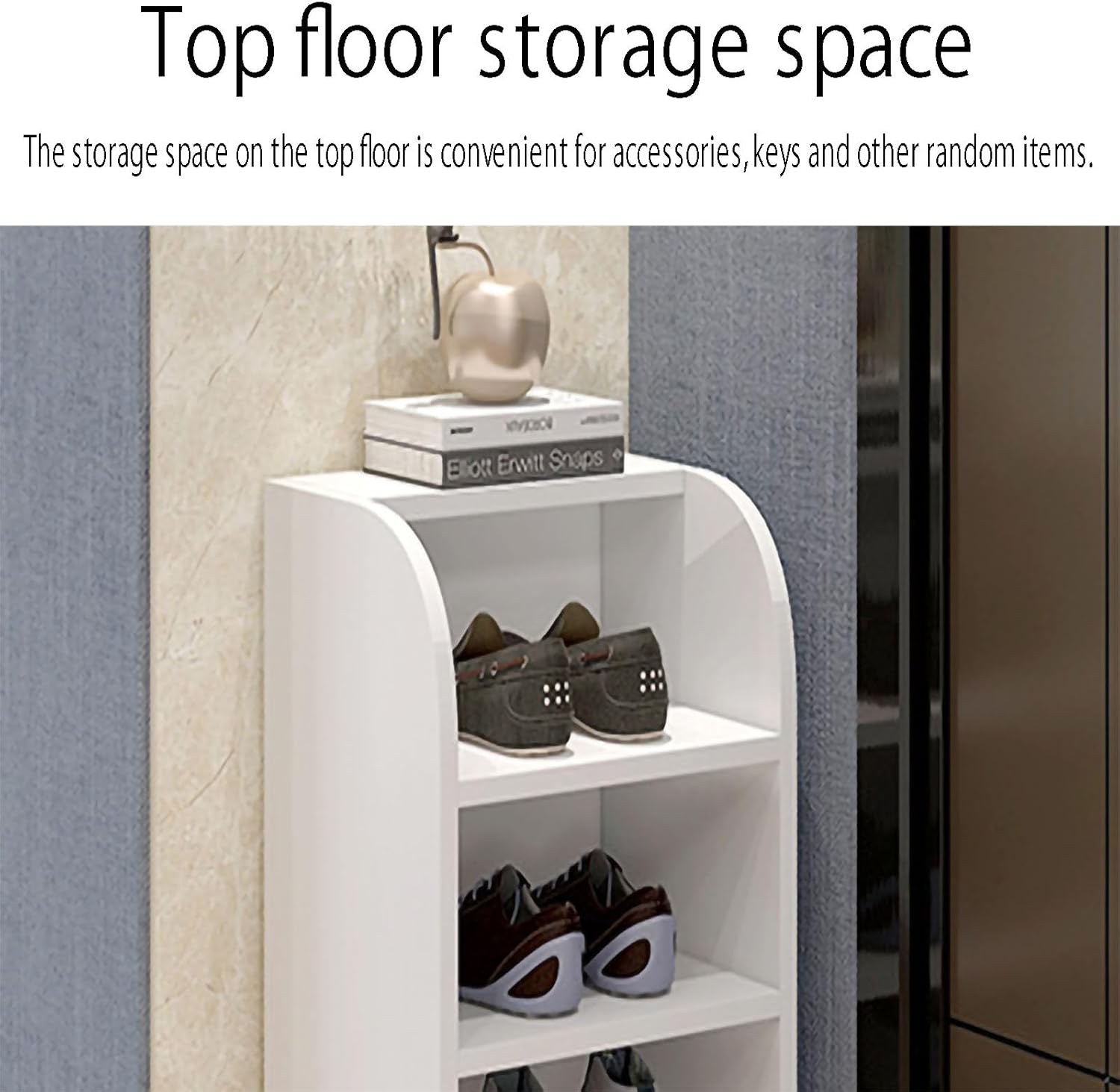 Shoe Storage Cabinet Cabinets Hallway Slim Cupboard Cupboards Hallways Slimline，Freestanding Shoe Rack Cabinet for Entryway Narrow Solut for Small Spaces Corner Design 30x27x120cm Grey Styli