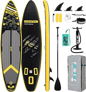 FunWater Aufblasbares Stand Up Paddle Board mit Komplettem SUP Zubehör, Premium Stabiles ISUP mit Integriertem Heißsiegelverfahren, Paddelboard für Erwachsene und Jugendliche