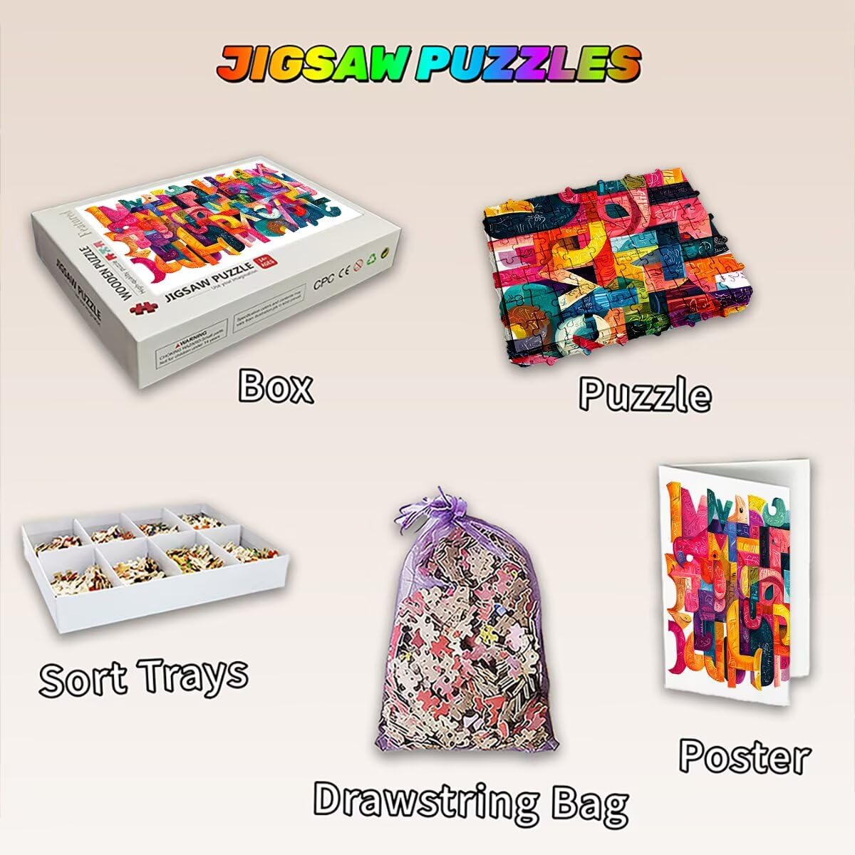 Puzzle 5000 elementów dla dorosłych, puzzle 5000 elementów abstrakcyjnych, kolorowe puzzle dla dorosłych z wykwintnym pudełkiem do pakowania, gry edukacyjne, duże drewniane puzzle na prezent dekoracje