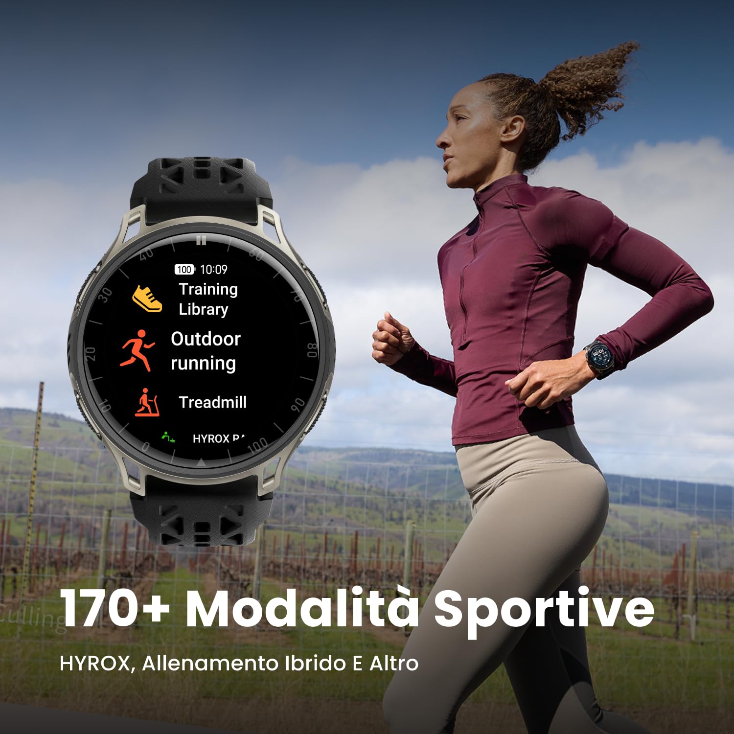 Amazfit Cheetah 2 Pro 48mm Smartwatch GPS per la Corsa, AMOLED da 1,32", Vetro Zaffiro, Cassa in Titanio, 32GB, Autonomia fino a 20 Giorni, 5 ATM, NFC, Torcia, Mappe Offline, 170+ Modalità Sportive
