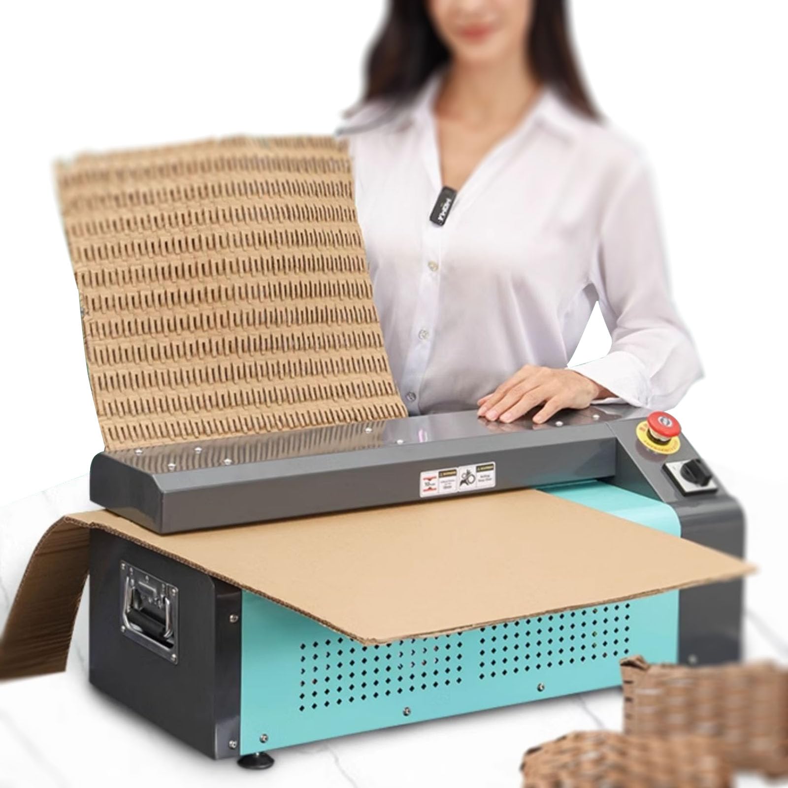 Poduszka papierowa o strukturze plastra miodu, do cięcia pudełek i perforacji kartonu, szerokość cięcia od 350 mm do 550 mm, maksymalna grubość 10 mm, idealna do pakowania ekspresowego