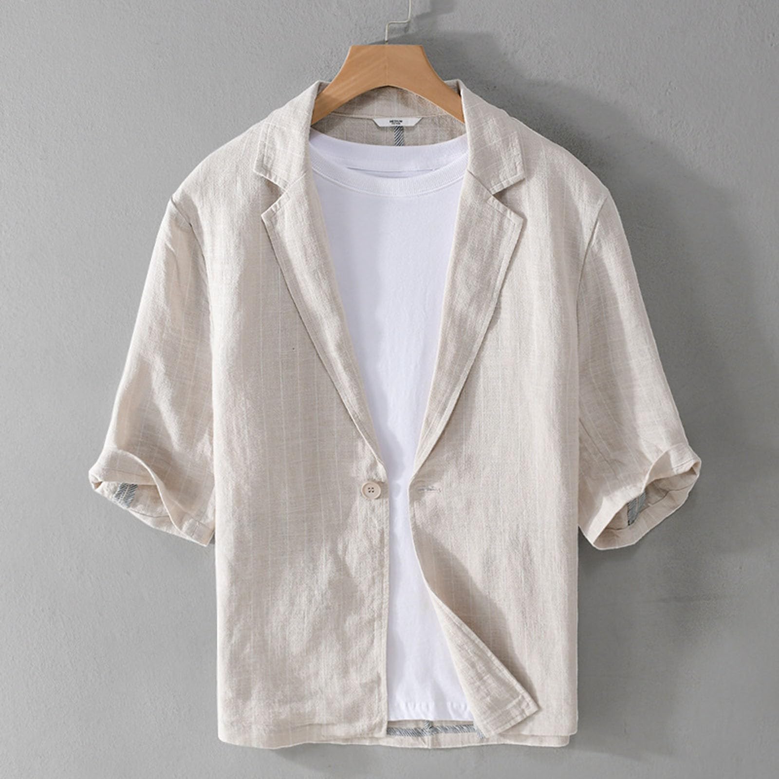 Generico Camicia Uomo Manica Corta Tinta Unita con Bottoni, Casual Estiva Slim Fit, Morbida e Traspirante per Estate Primavera