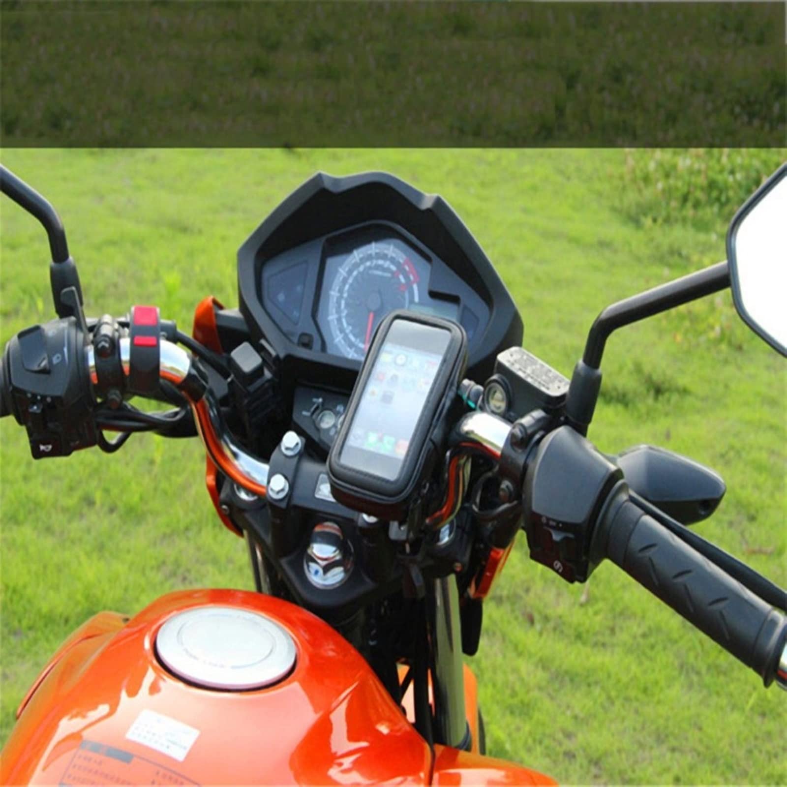 SCOOVY Porta Cellulare Supporto per Navigatore GPS per Moto Custodia Impermeabile Borsa Supporto per Manubrio Staffa di Navigazione Supporto Mobile con Design Rotante A 360 Gradi
