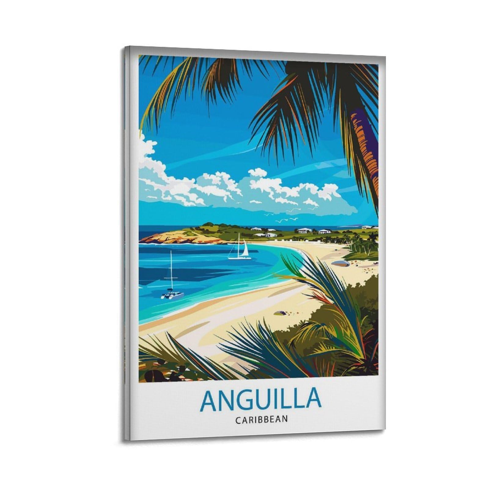 xiaoxiaoshen Anguilla Travel Caribbean Lover Canvas Poster Wall Art Prints Room Aesthetic Murals Bedroom And Living Decorations 20x30inch(50x75cm)