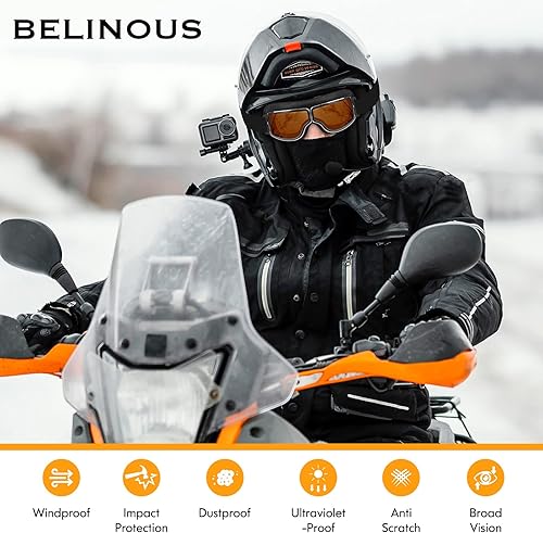 Miniatura 2 de BELINOUS Motorcycle Goggles for Scooter ATV Off-Road, Vintage Leather Pilot Style Goggle