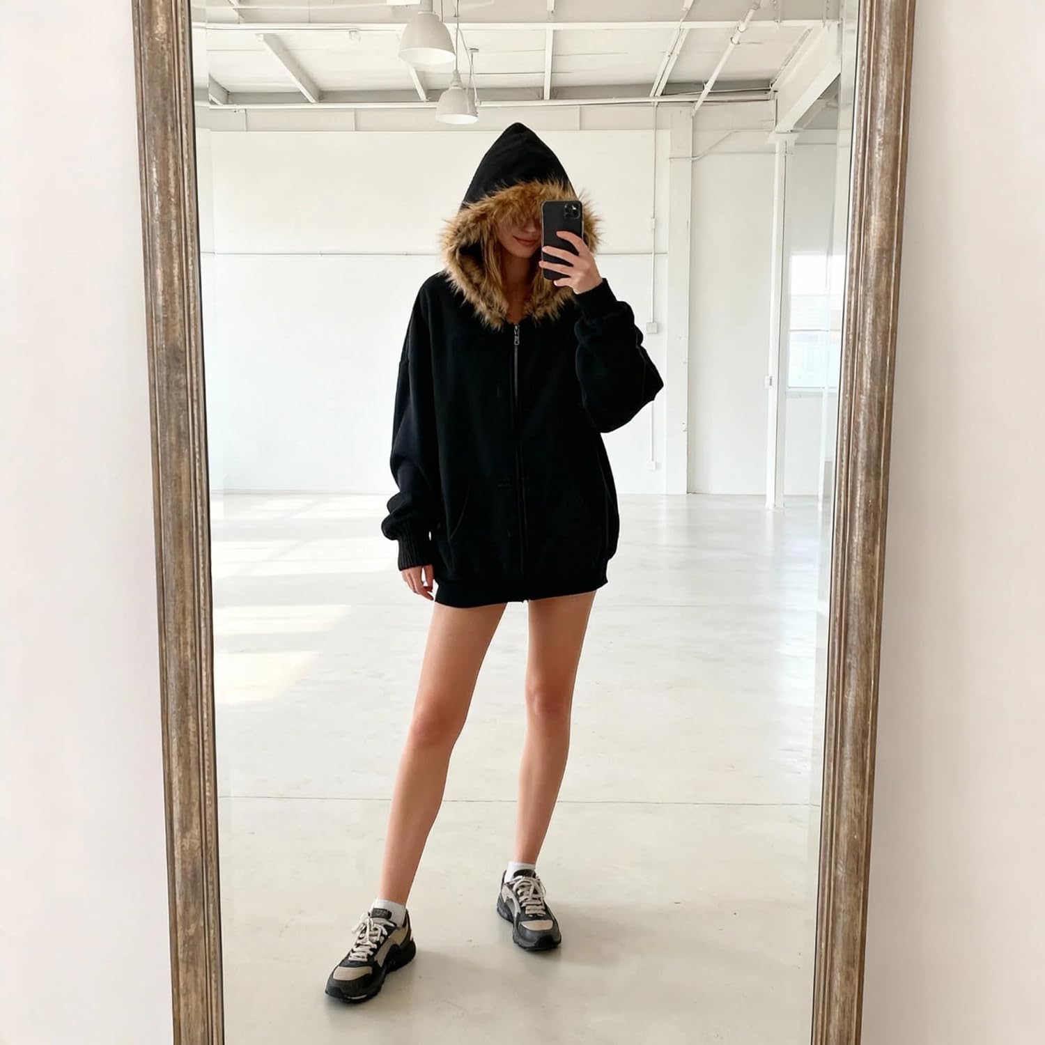 Y2k Zip Up Hoodie Fur Jackets Winter Coats Teen Emo Grunge 2000s Clothes Vintage Streetwear Women - Image 3