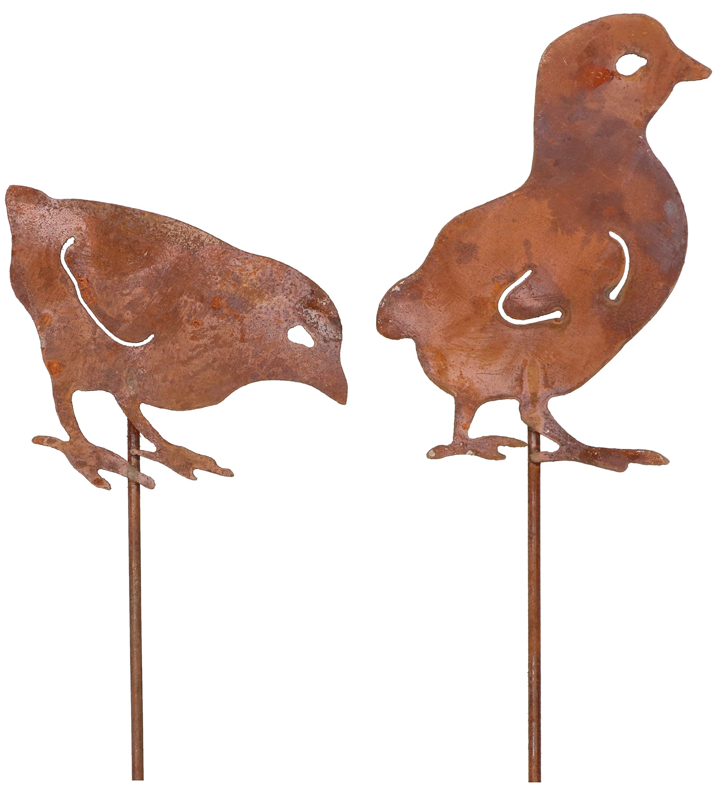 KOTARBAU® Decoración de jardín de Metal Oxidado, Gallo, gallina, Pollitos para Clavar en Tierra, Figuras Decorativas, Efecto Oxidado, Animales de decoración, Estatuas