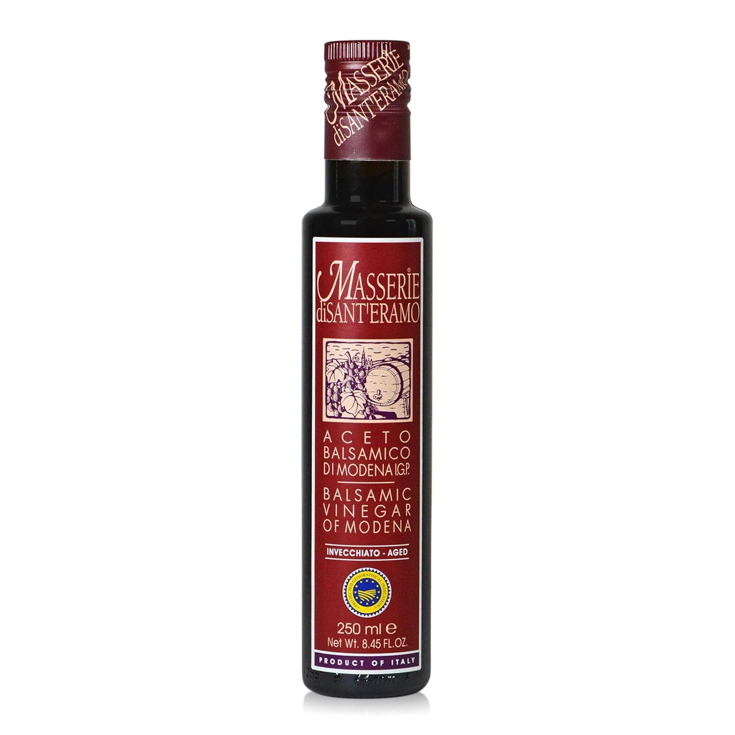Masserie di Sant'Eramo Premium Italian Aged Balsamic Vinegar of Modena - Made in Italy, Aceto Balsamico di Modena IGP Certified, Gourmet Food Product of Italy - 16.9 fl oz (Pack 1)