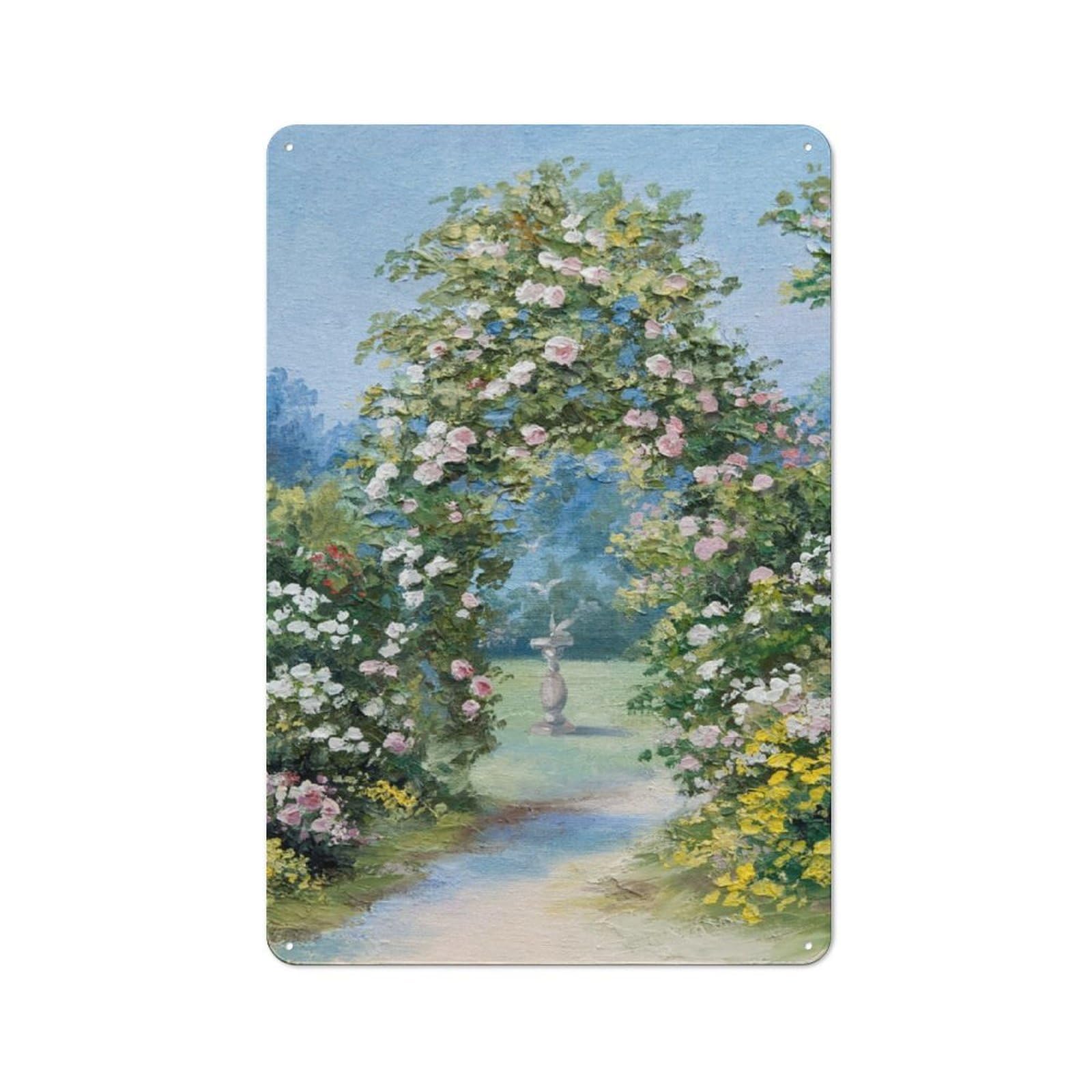 Junmoney Wildflower Field Workshop Style Tin Sign 30X20cm, Industrial Wall Art For Garage, Hobby Room, Office Or Man Cave