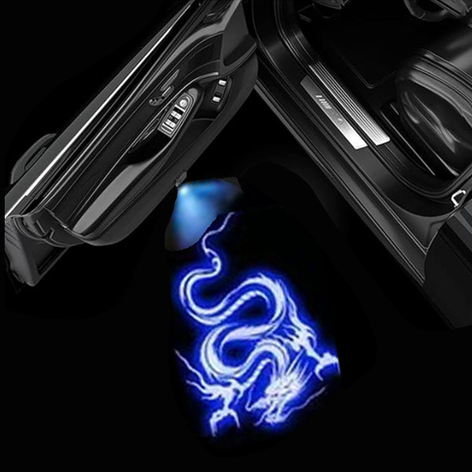 2 Luci Di Benvenuto Per Auto - Proiettore Logo Portiera, Ali D'Angelo, Nero - Foto 4