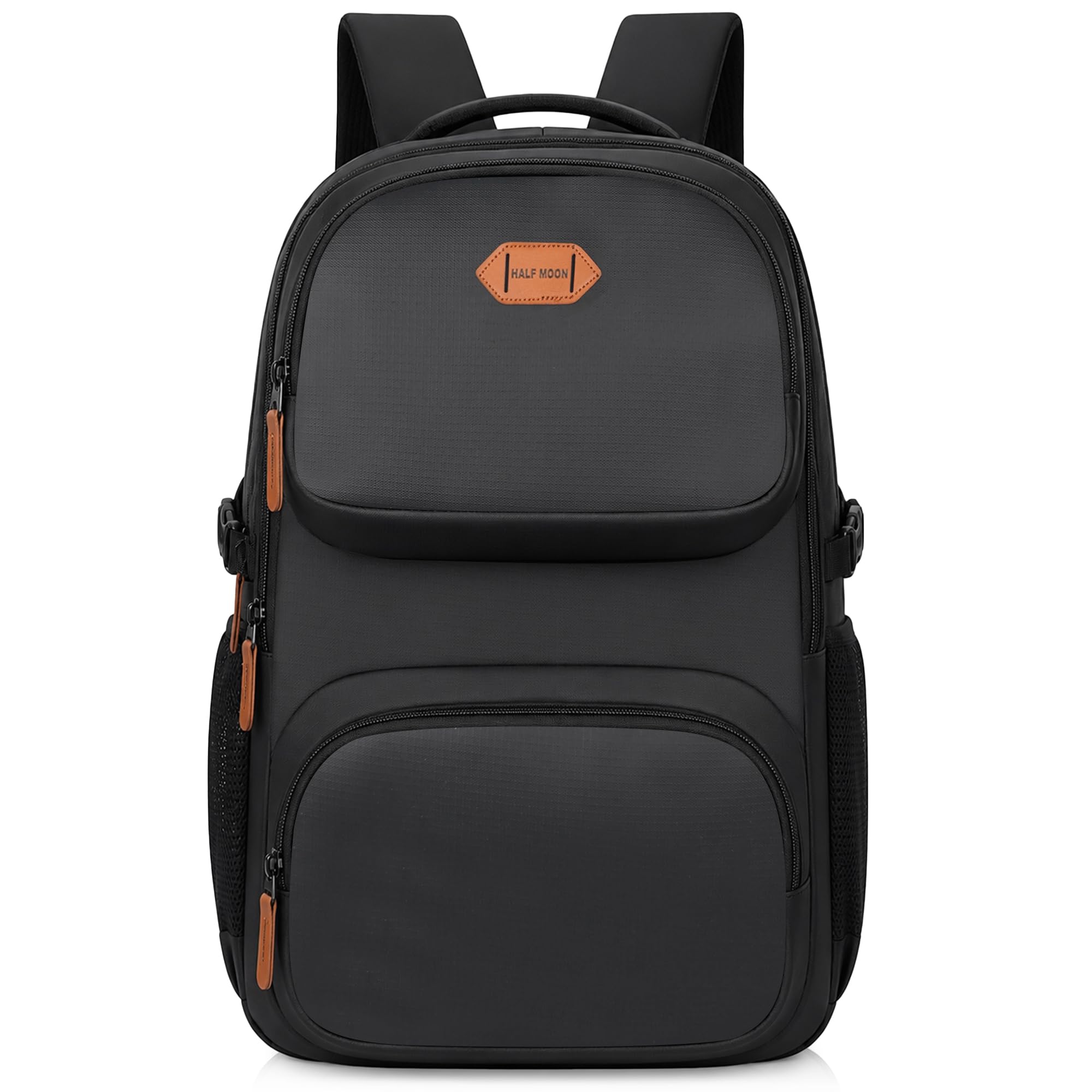 half moon Premium Water Resistant Laptop Backpack | 360° Protection for 15.6" Laptop | Anti-Theft Pocket, Trolley Sleeve & Anti-Skid Base | 6 Compartment Office & Travel Bag for Men (Black)-picture-23
