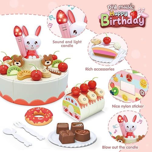 Miniatura 3 de REMOKING Juguetes para tartas de bricolaje juguetes educativos para jugar con luz y música juego de juguetes divertidos de corte 88 piezas con
