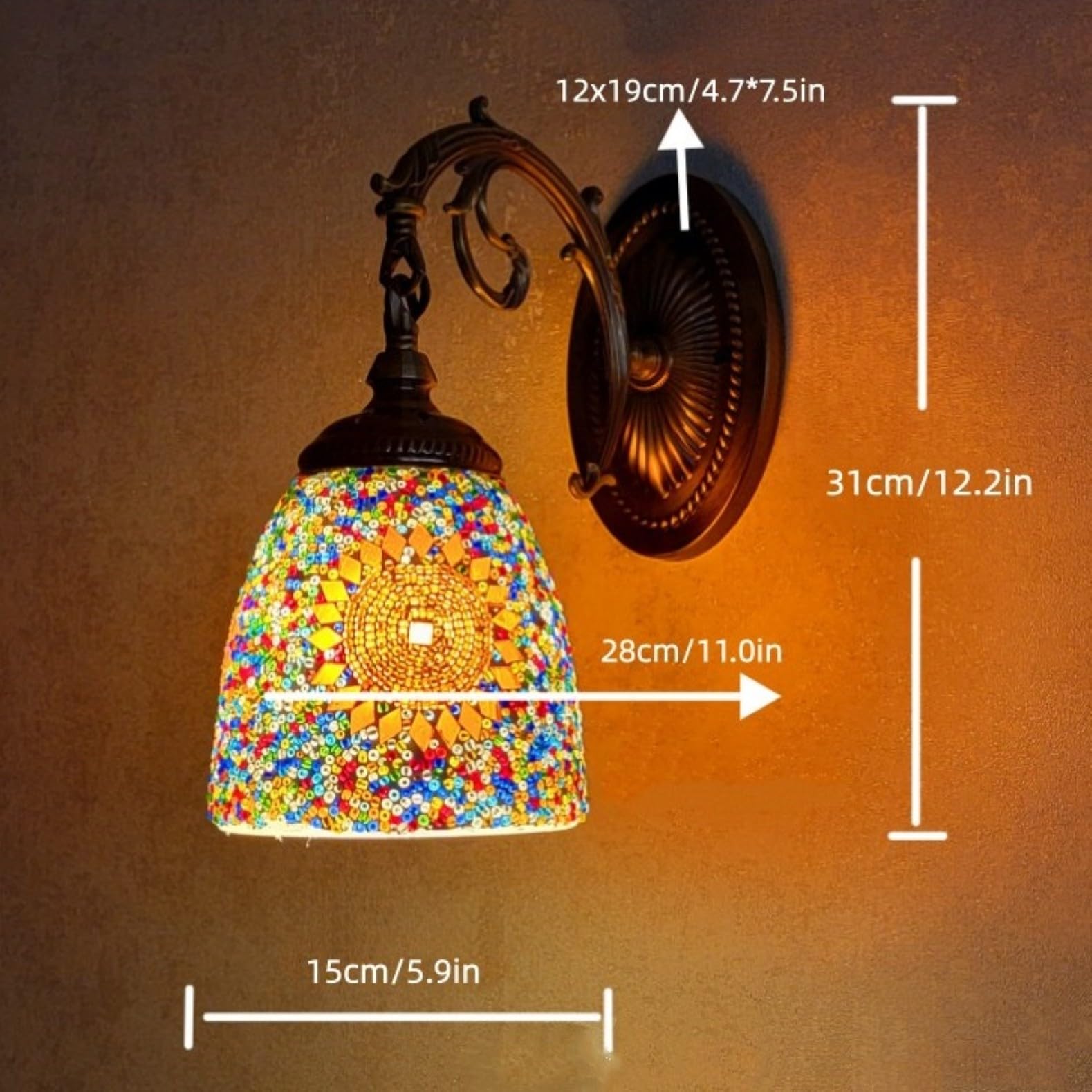 Lampada da parete a mosaico esotico turco fatto a mano in stile marocchino paralume retrò versione cablata luci decorative per camera da letto corridoio di Natale balcone decorazione artistica 220v