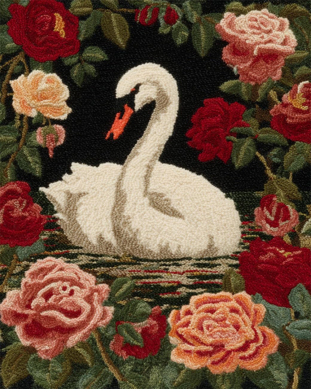 AxiangziK DIY Stamped Cross Stitch Kits Cartoon Swan 11CT 50x70cm