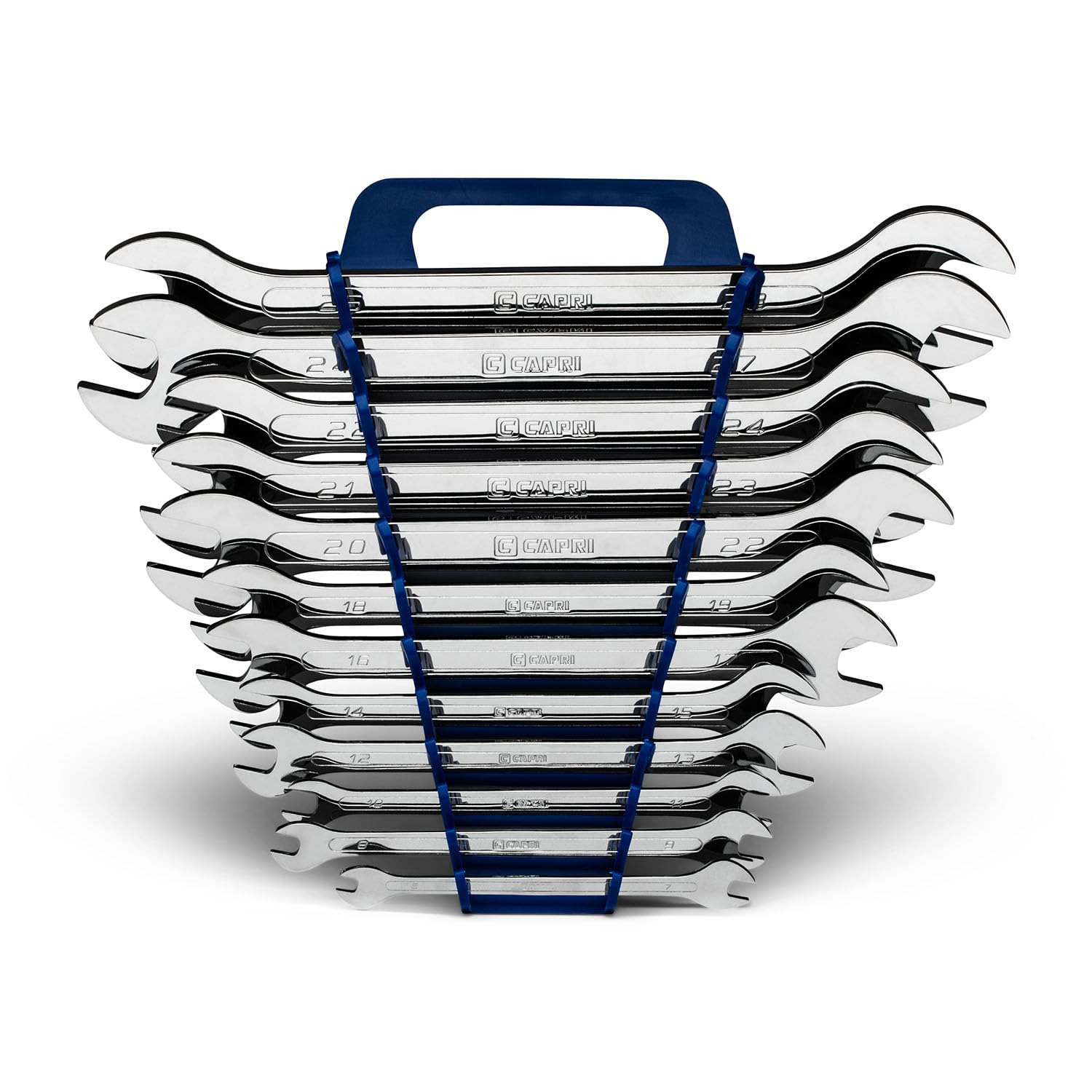 Capri Tools Juego de 12 llaves fijas superfinas con bandeja para llaves métricas de 6 a 28 mm