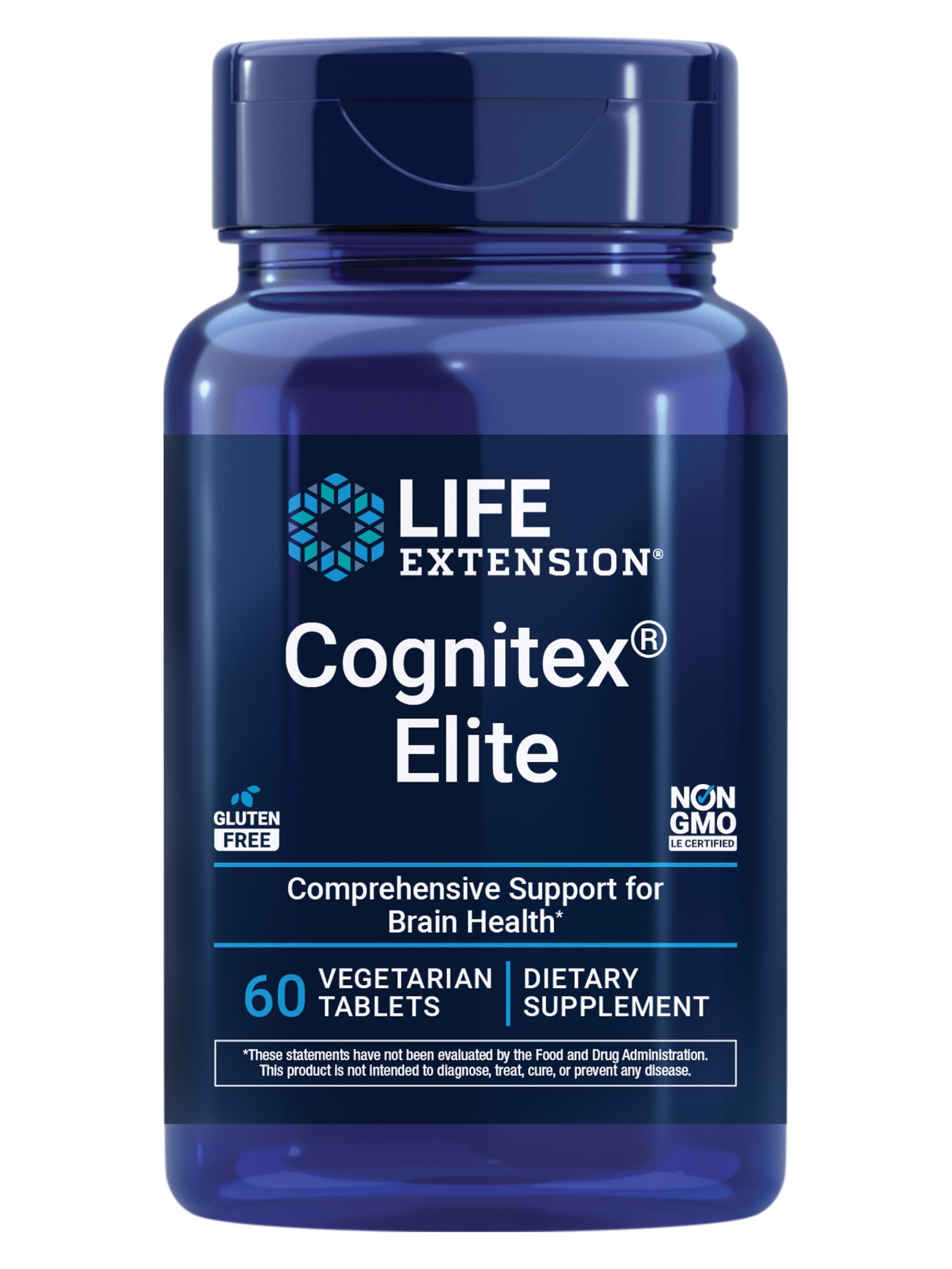 Cognitex Elite - Brain Health Supplement Pills - for Focus, Healthy Memory and Cognition Support with Calcium, Sage & Blueberry Extract - Gluten Free, Non-GMO, Vegetarian - 60 Tablets