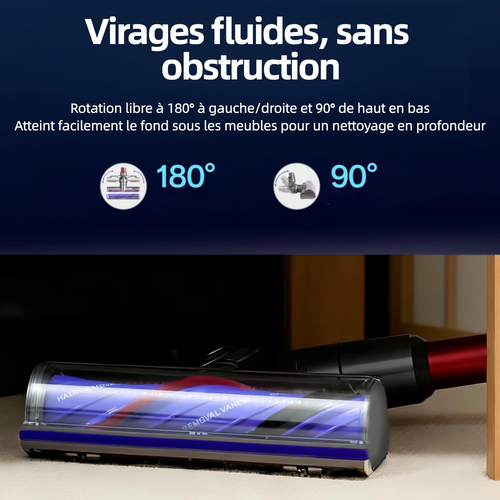 Tête de Brosse Anti-Emmêlement pour Dyson V7 V8 V10 V11 V15 | Brosse Electrique Motorisée Accessoire de Rechange pour Aspirateur, Embout Rouleau pour Poils d'Animaux Sols Durs et Tapis