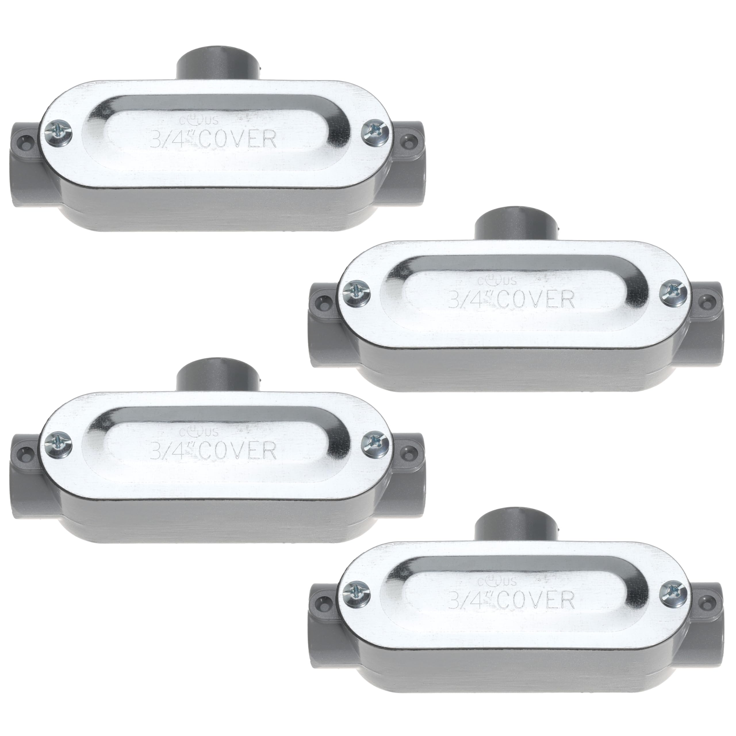 Photo 1 of 1/2 Inch T-Type Threaded Conduit Body, Die Cast Aluminum Electrical Junction Box with Stamped Steel Cover (4PCS, 1/2 Inch, T Type)