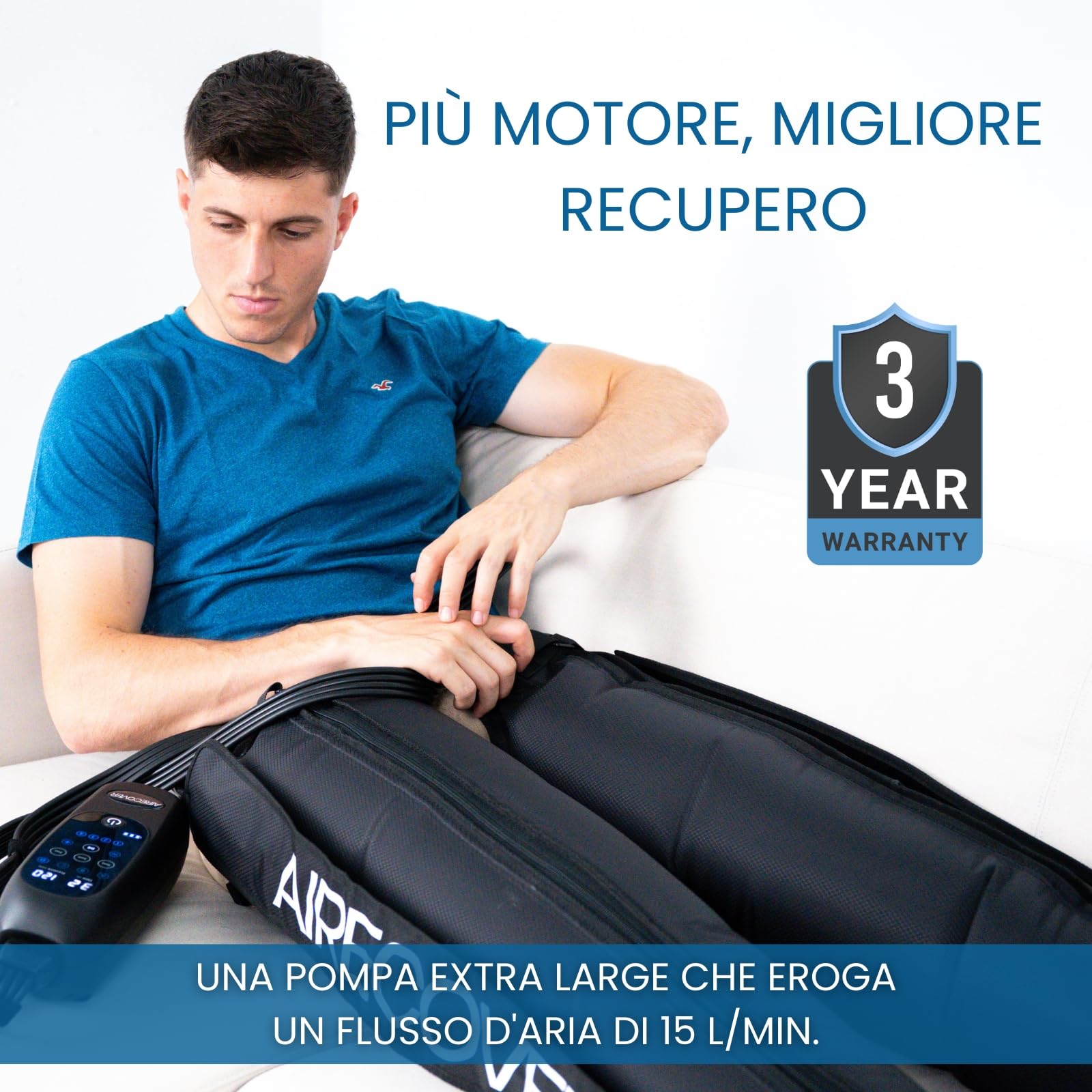 Pressoterapia Linfodrenaggio,Massaggiatore Gambe Wireless per Dolori e Circolazione, Rilassamento Muscolare & Recupero, con 4 Camere, 30-250 mmHg, 4 Modalità, Batteria 3h (L)