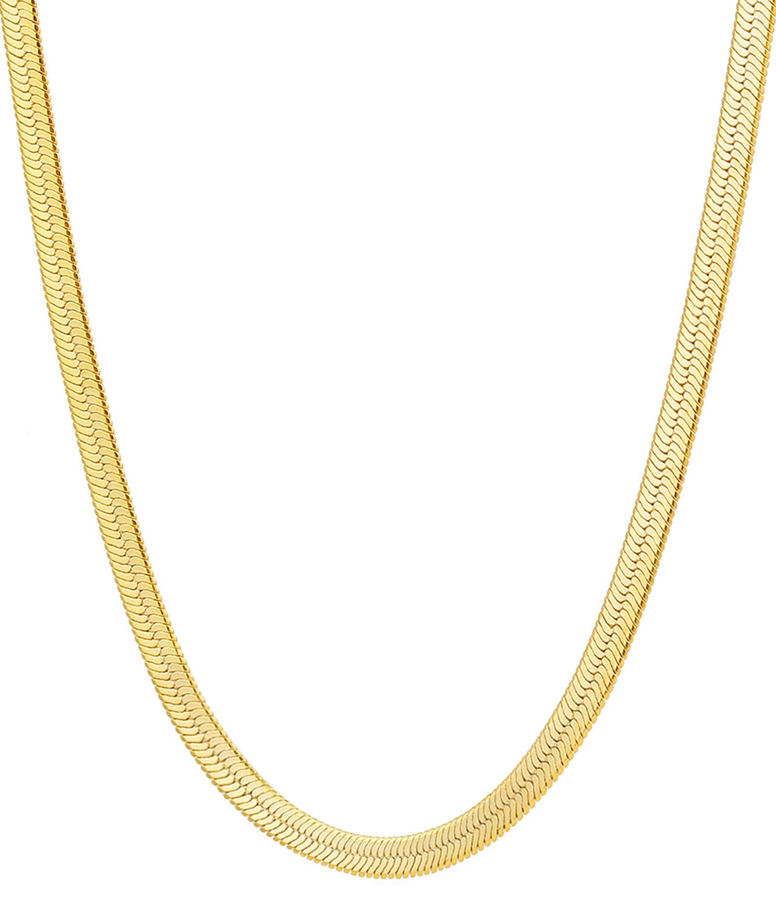 FiusemGold Necklace for Women, 14K Gold Plated Herringbone Chain Necklaces, Gold Snake Chain Choker Necklaces for Women