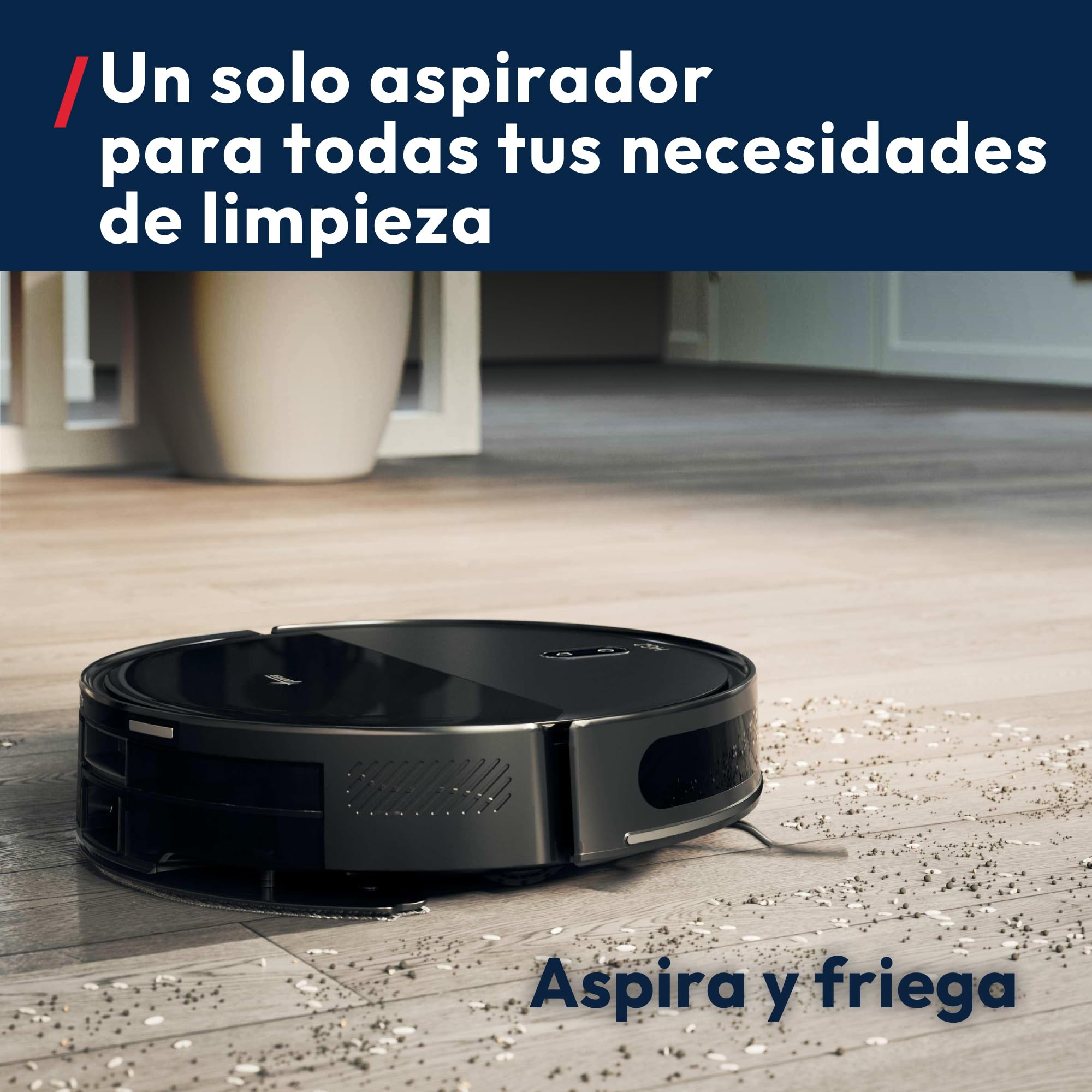 Hoover HG2 Hydro Pro Robot Fregona con Estación de Vaciado | Ultra Fino, Succión de 5000Pa, Autovaciado y Carga, Navegación Láser, 160 Min de Autonomía