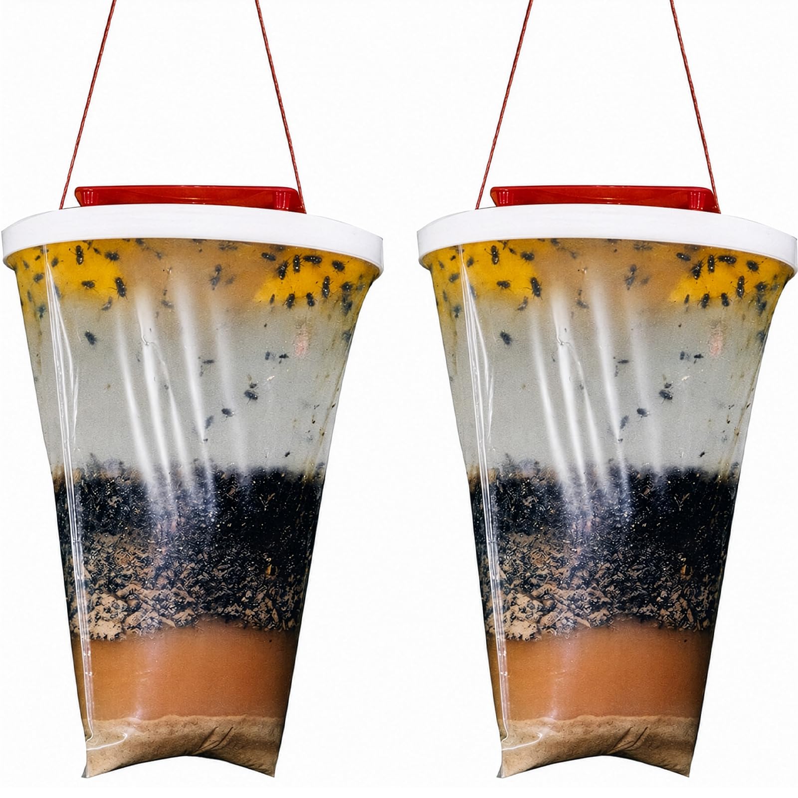 Fly Trap Outdoor Hanging Flies Catcher, Disposable Fly Catcher Bags, Effective Flies Killer with Non-Toxic Bait for Horse Barn, Farm, Garden & Patio Heavy-Duty Pest Control Solution