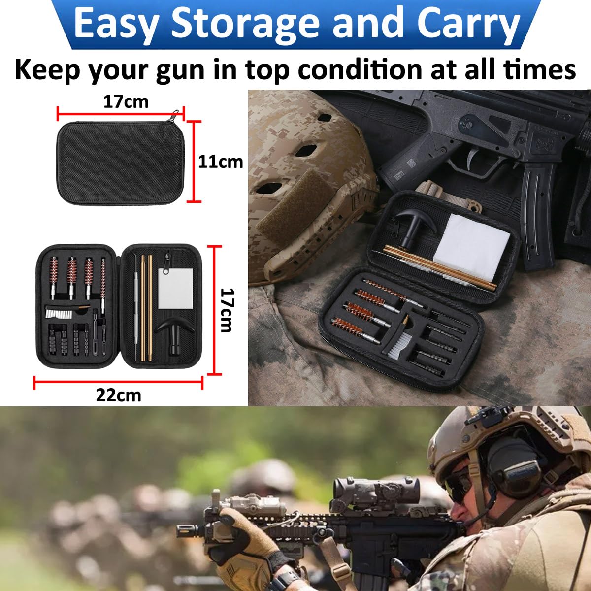 16 Pezzi Kit di Pulizia per Pistola Spazzole Kit di Pulizia Fucile Kit di Pulizia Armi Manutenzione e la Pulizia delle Armi .22Cal .357Cal .38Cal 9mm .40 .45Cal