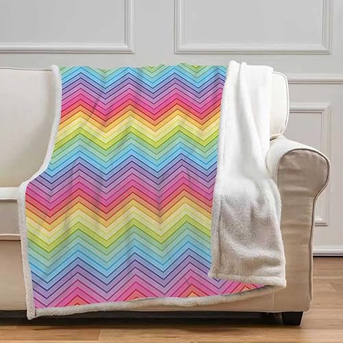 Rainbow Cobijas Calientes para Invierno - Manta decorativa de franela multicolor para sofá, dormitorio, tamaño pequeño, 31.5 x 47 pulgadas