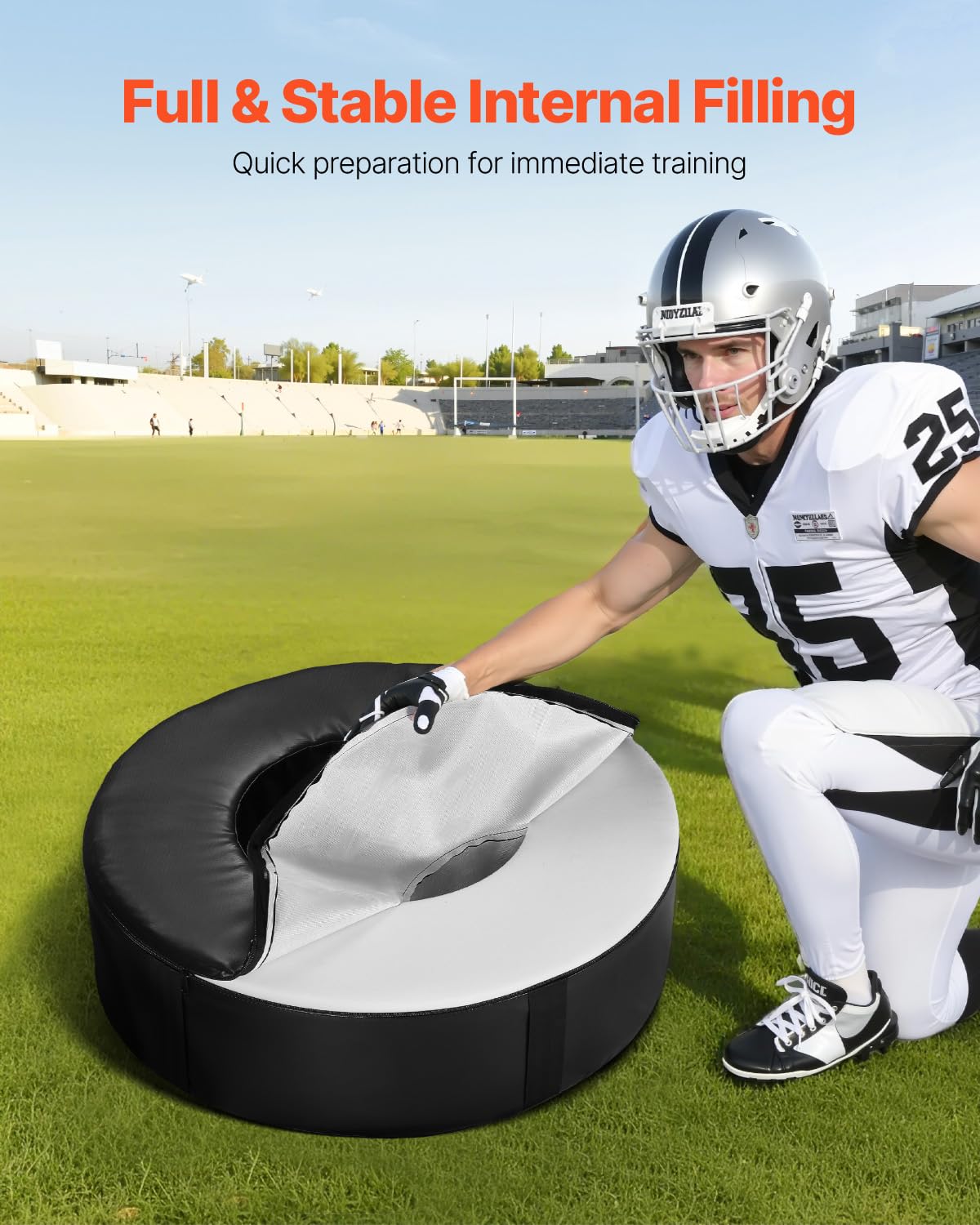 VEVOR Roue de Plaquage de Rugby en PVC Imperméable et Éponge Haute Densité, Matériels d’Entraînement de Football Américain avec Sangles, Équipement pour Exercices Tacle Blocage Défense, Noir