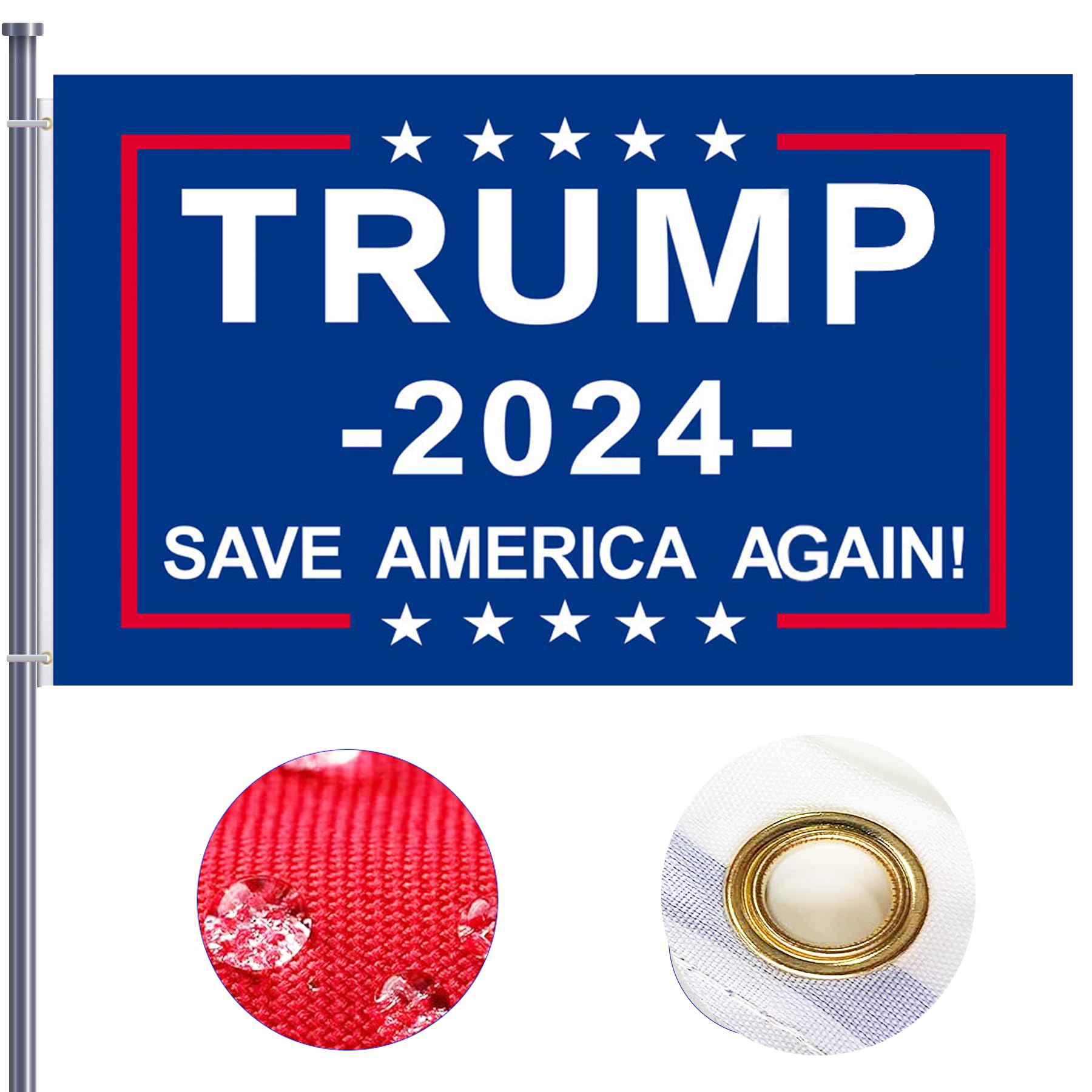 Trump 2024 Flagge – Doppelseitig, 7,6 X 12,7 Cm, Aus Strapazierfähigem Polyester, Für Innen & Außen