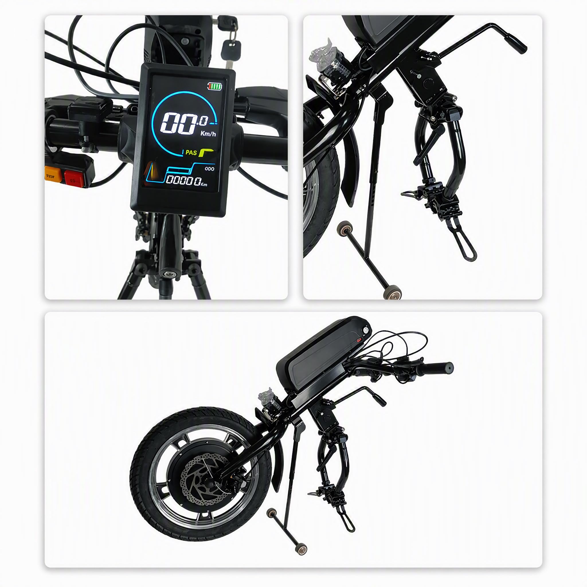 Zestaw konwersji do wozka inwalidzkiego recznego naped elektryczny handbike 16 cali hamulec tarczowy wyswietlacz LCD akumulator do uzytku wewnatrz i na zewnatrz dla starszych osób