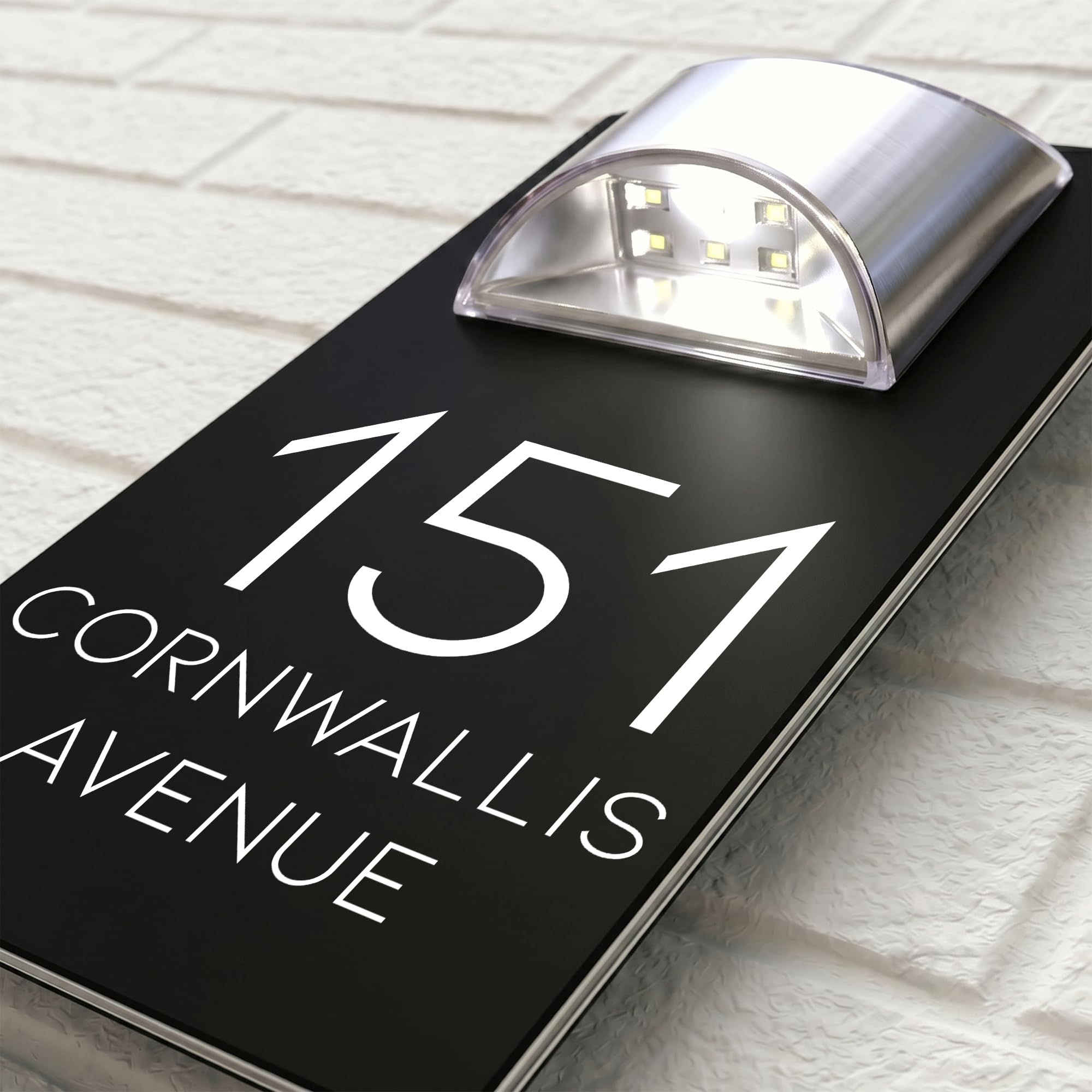 Housics Solar House Number Plaque, LED Door Sign, Black, 280mm x 160mm, Style 14 - Black, 200mm x 130mm