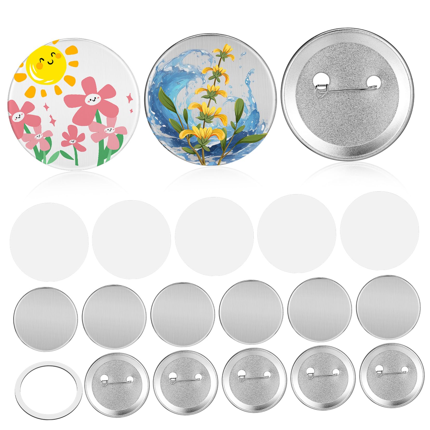 Beatifufu 100 Sets Button Maker Kit Metal Badge Pins Round Buttons DIY Badge Making Supplies