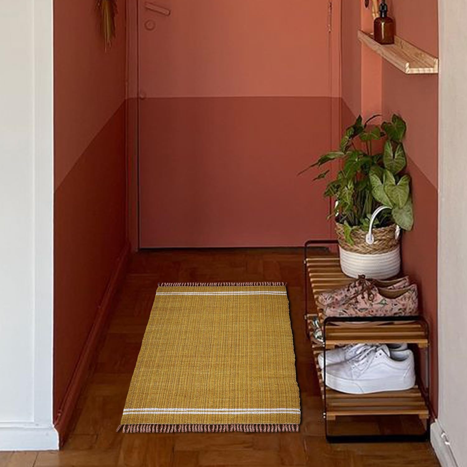 Lush Ambience Nabha Handwoven Rag Area Rug, Washable Rug