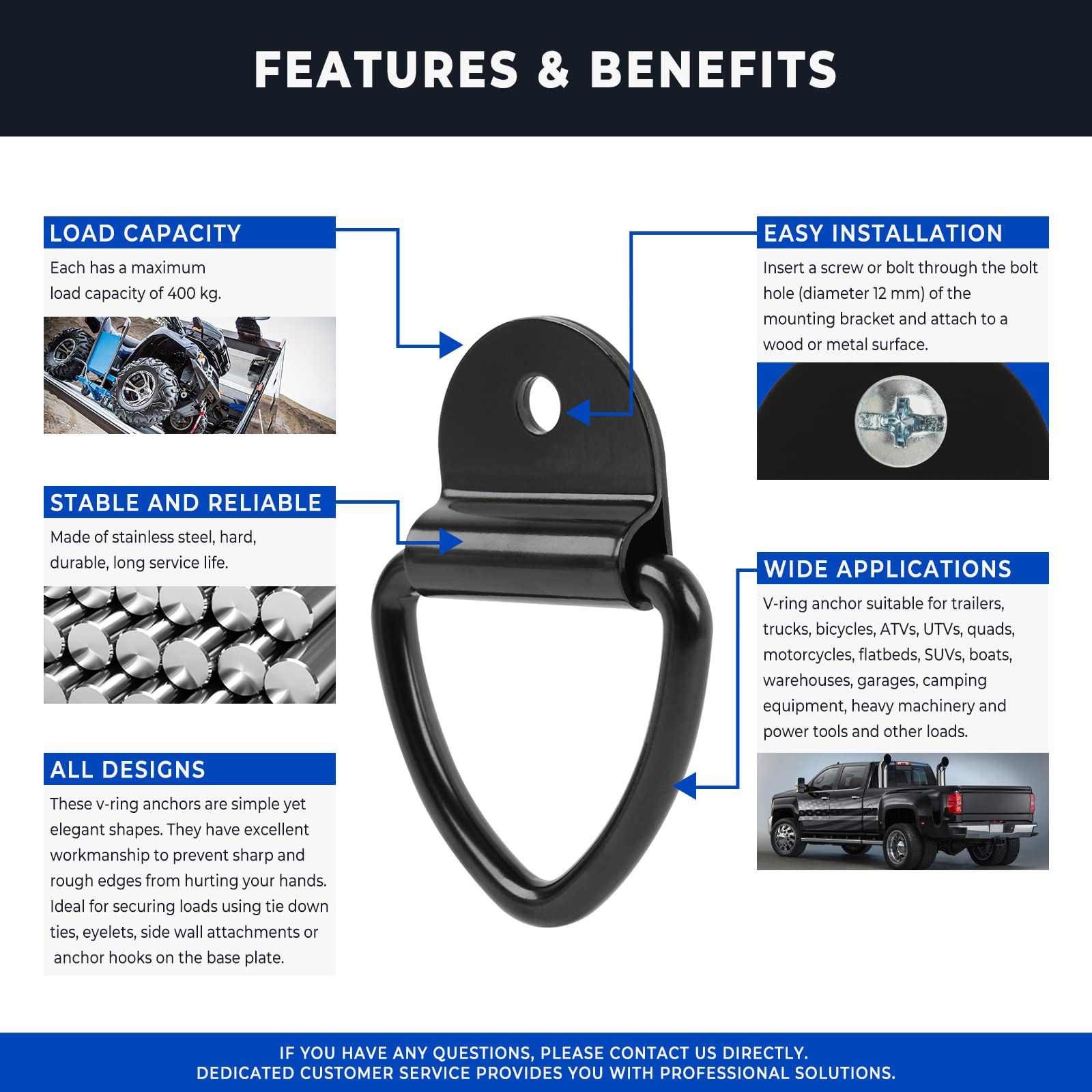 Anelli Di Ancoraggio In Acciaio DREAMIZER - 10 Pezzi, Diametro 2", Per Camion, Rimorchi E Barche - Foto 8