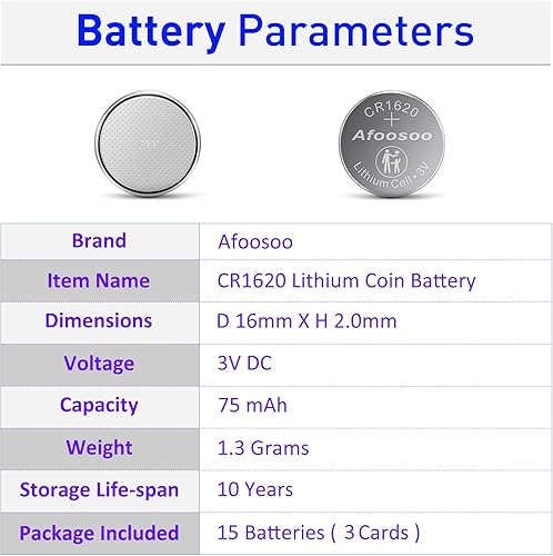 Miniatura 4 de CR1620 - Batería de moneda de litio de 3 V, paquete de 15 baterías CR 1620 para llavero remoto de automóvil CRV, Mazda Subaru, lentes de TV 3D,