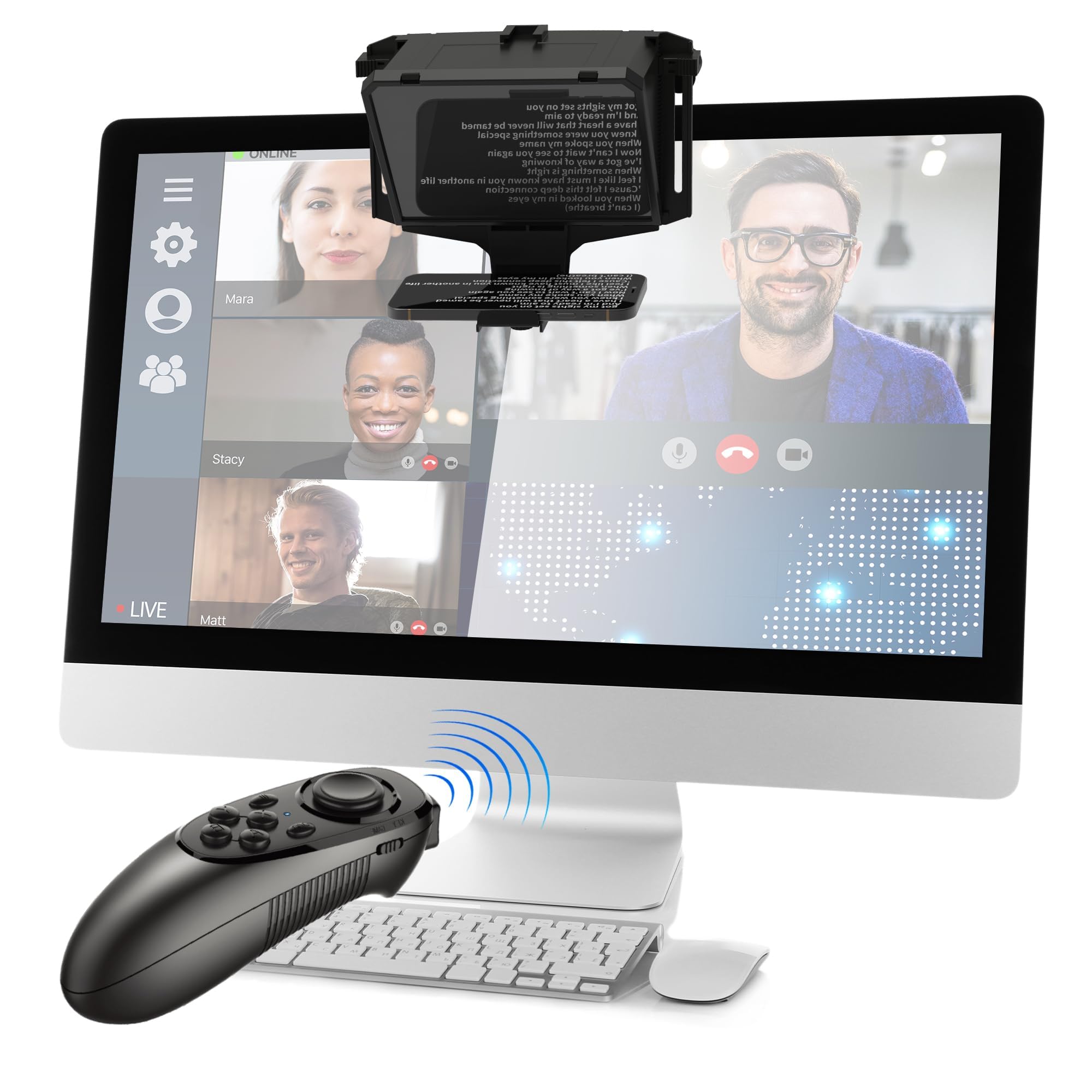 Tragbarer Teleprompter 7,7 Zoll 3-in-1 Handheld Desktop Monitor HD 70/30 Beam Splitter Glas Fernbedienung kompatibel iOS Android