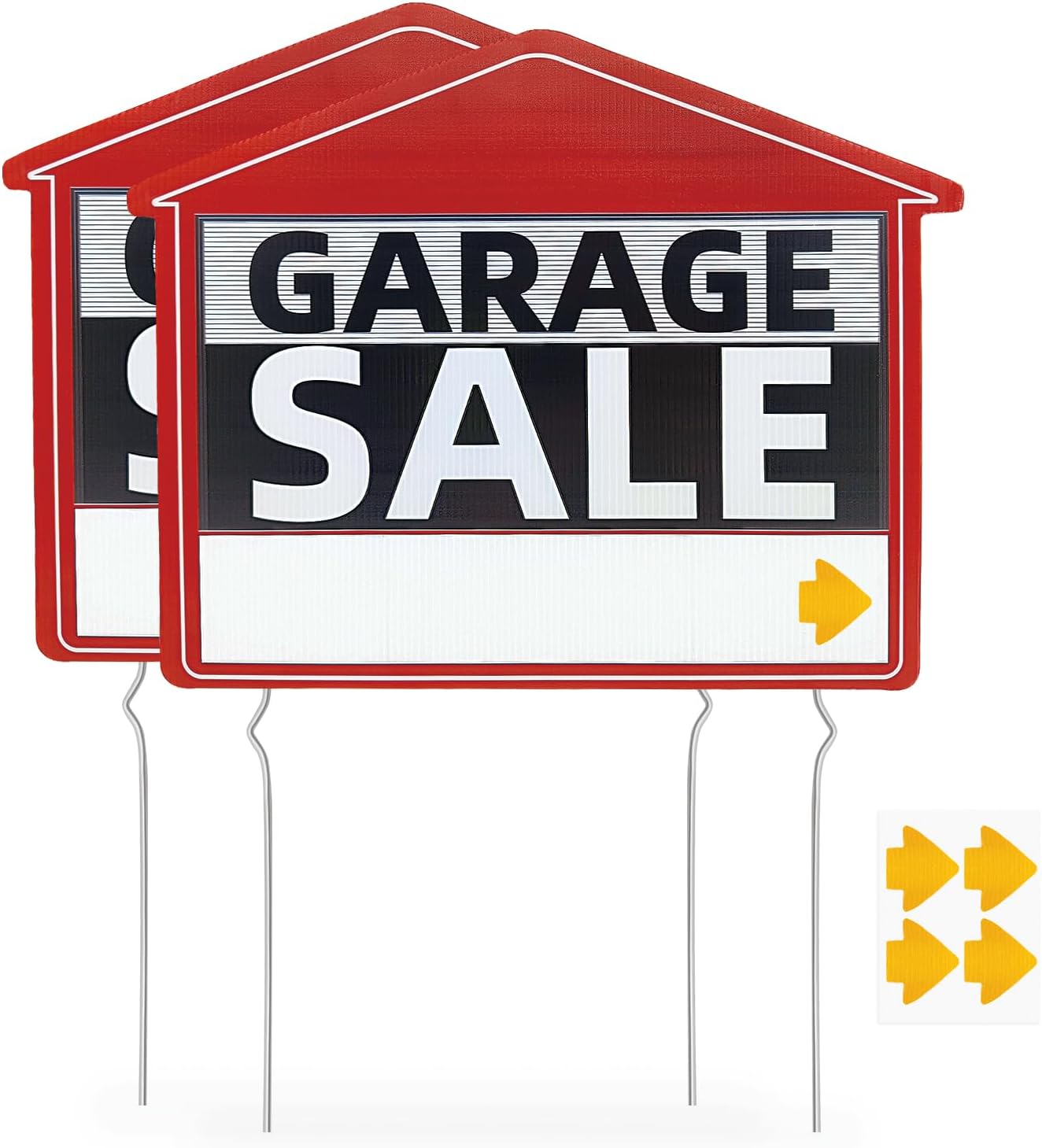 3 Pcs Garage Sale Sign Kit,Double Sided Red Yard Sale Signs