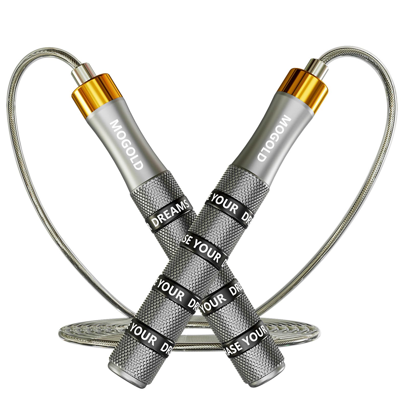 Mogold Springseil Boxen - Premium-Qualität Seilspringen mit Kugellager, 360-Grad-Drehung, Sprungseil mit 4 mm dickem 3 m langem PVC-Stahldrahtseil für Fitness, Workout, Crossfit