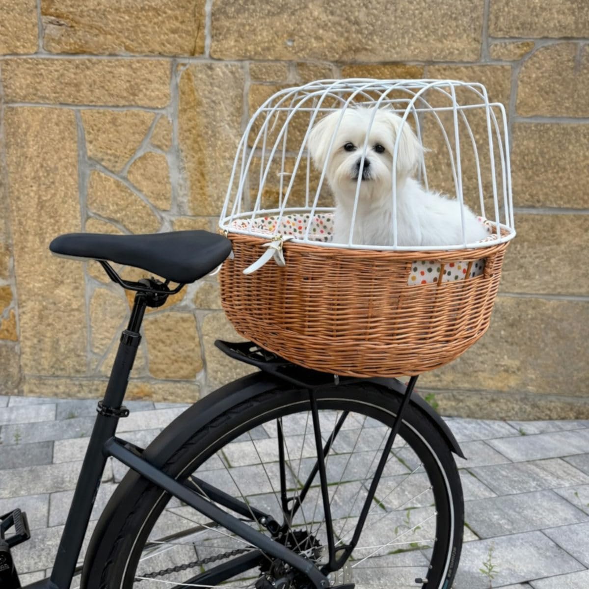 Aumüller Fahrrad-Tierkorb Classic, mit Polstereinlage, L: 52 cm - Gepäckträgermontage