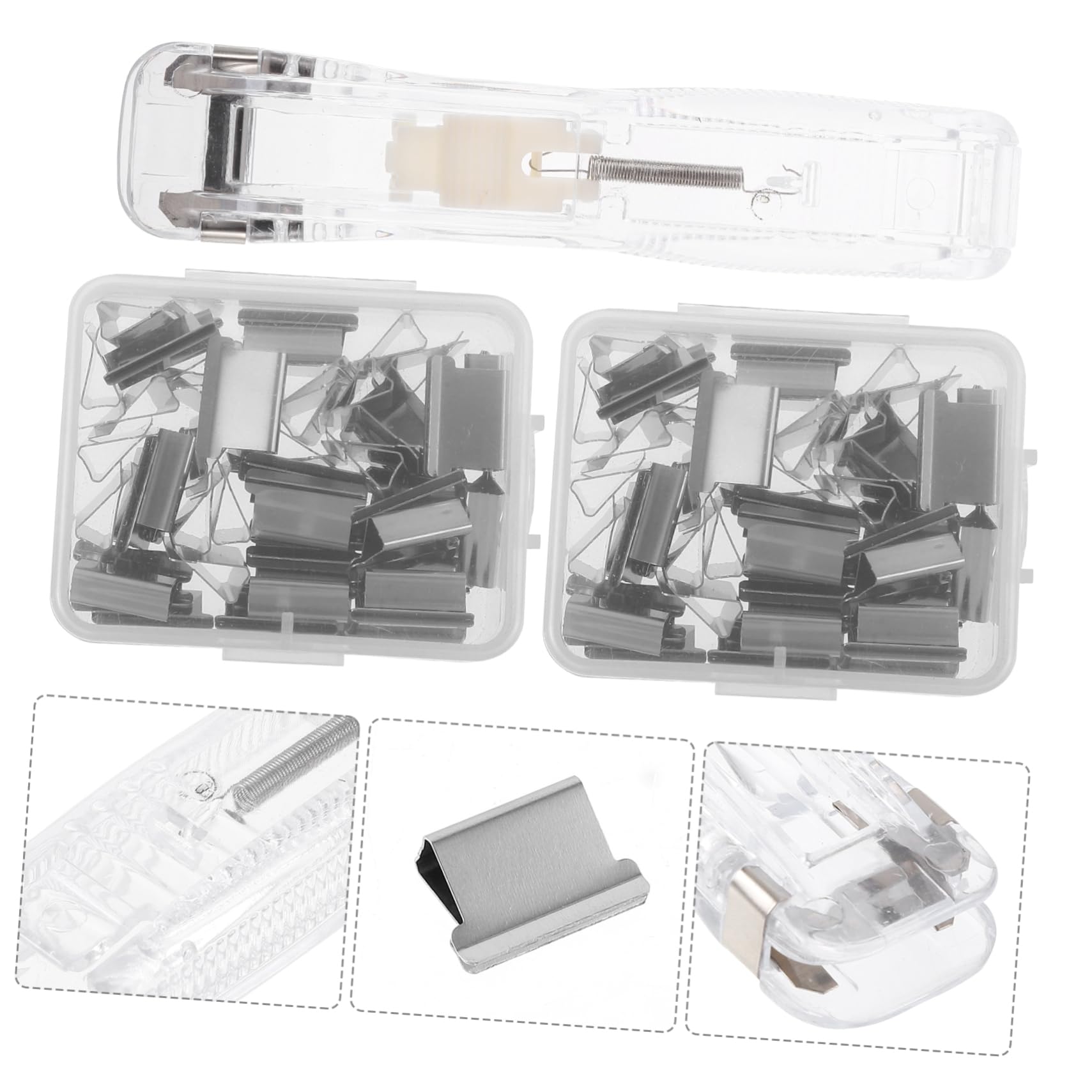 HOMSFOU 5 Set Pusher di cucitrice forniture per ufficio pinzatrice cucitrice compatta da ufficio per scrivania da tavolo a mano distributore di clip Metallo