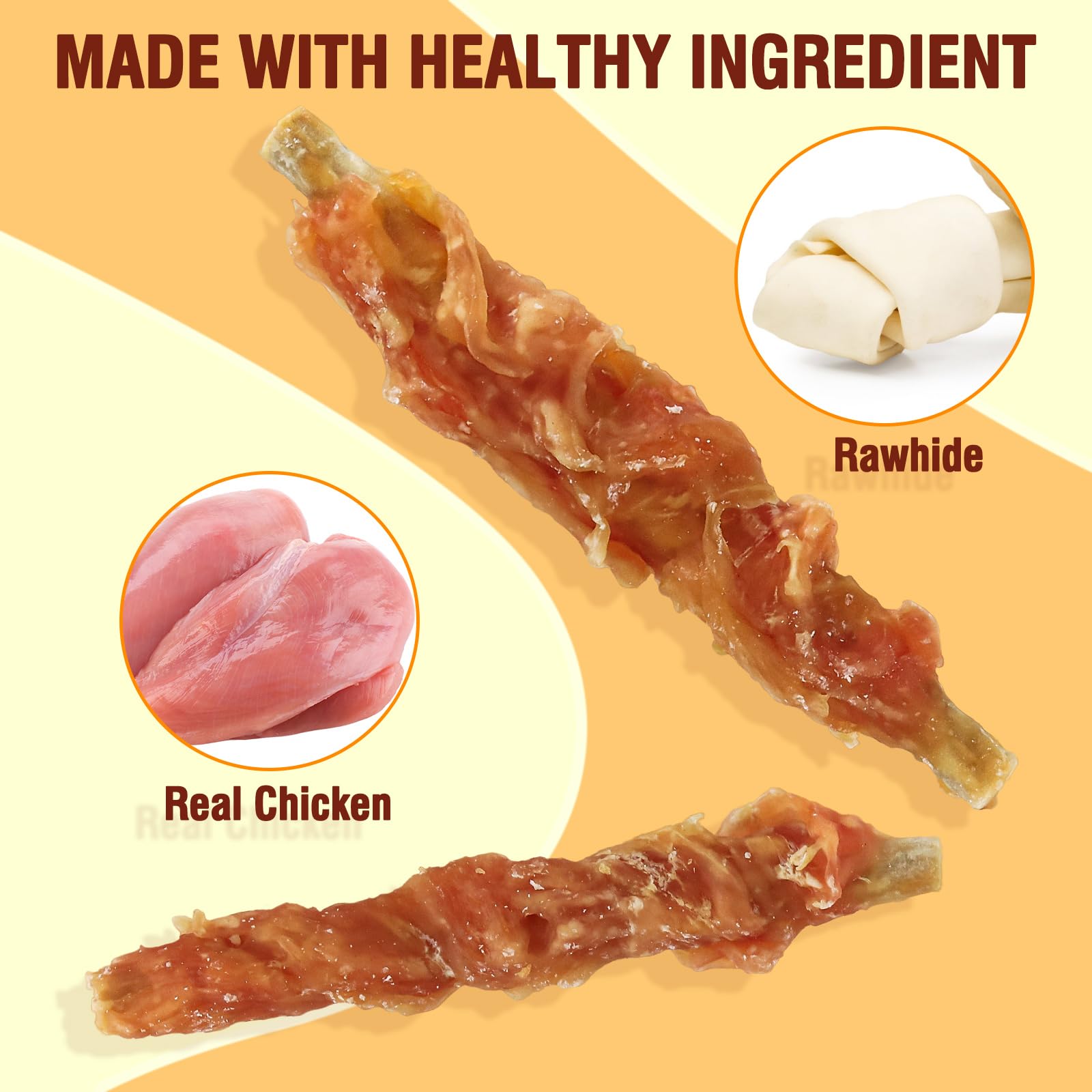 TZL 100g Snacks per Cani in Pelle Bovina Avvolta nel Pollo, Bastoncini Naturali per la Pulizia dei Denti e Masticativi di Lunga Durata per Cani di Piccola e Media Taglia, 4,7 pollici (12 cm) (100g)