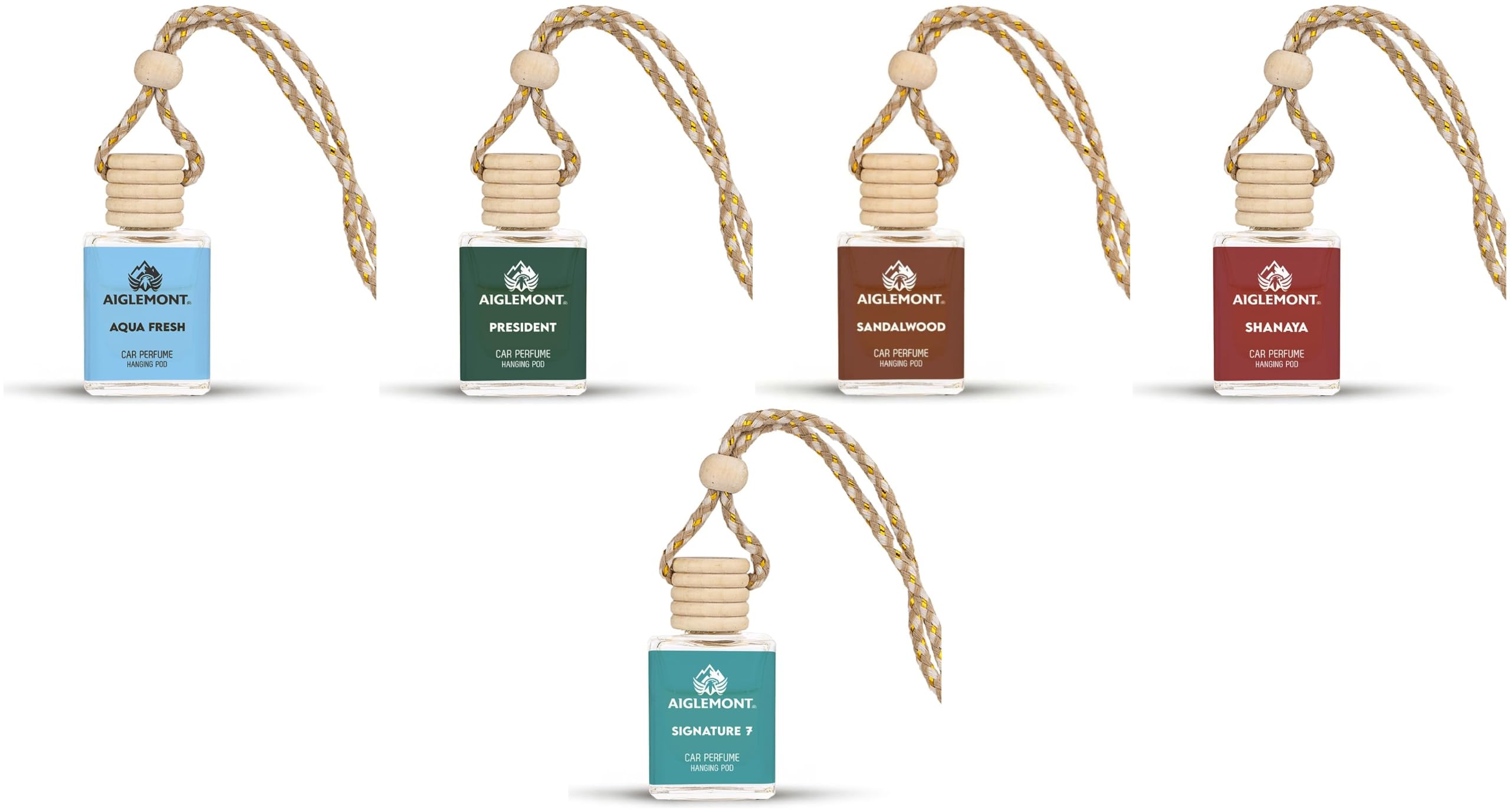 Car Perfumes combos | Aqua Fresh+ President + Sandalwood+ Shanaya+ Signature 7 Scent| Combo of 5 | 10 ml Each-image-45